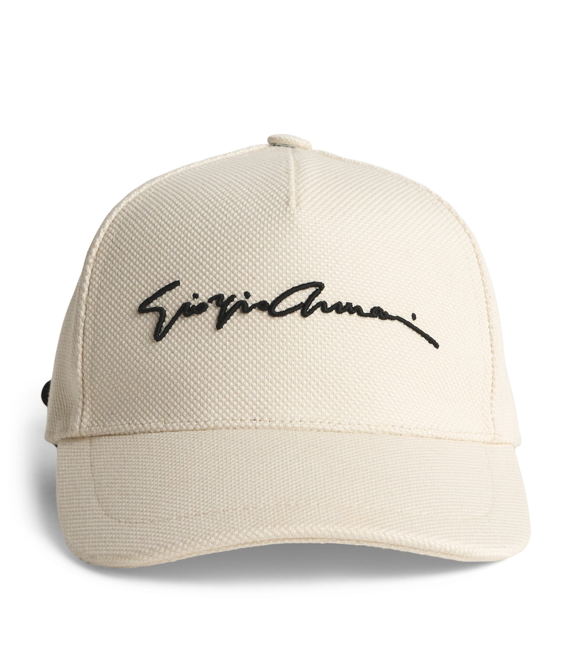 Shop Giorgio Armani Script Logo Baseball Cap In Beige