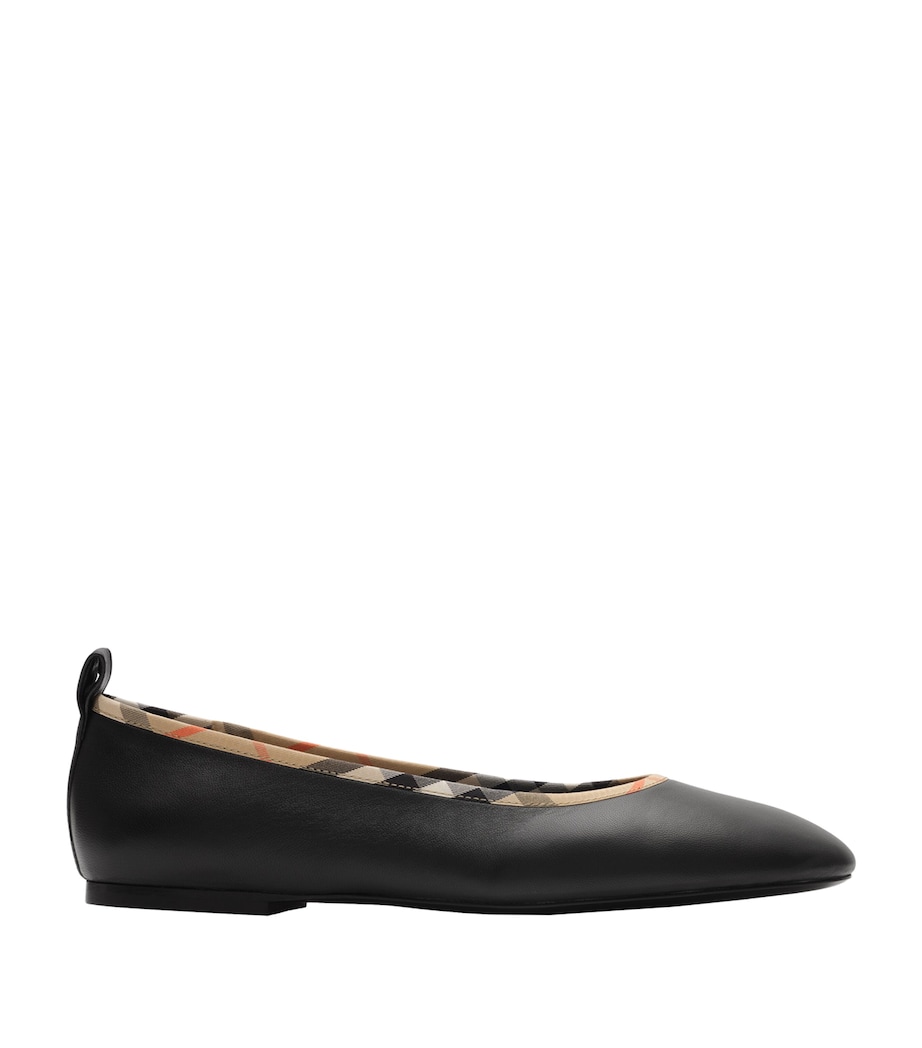 Burberry Leather Check-Trim Robin Ballet Flats Black Image 1
