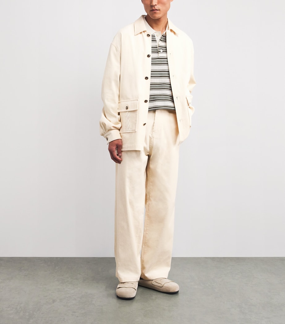 Drôle De Monsieur Mens Cotton Corduroy Trousers Ec / Ecru Image 2