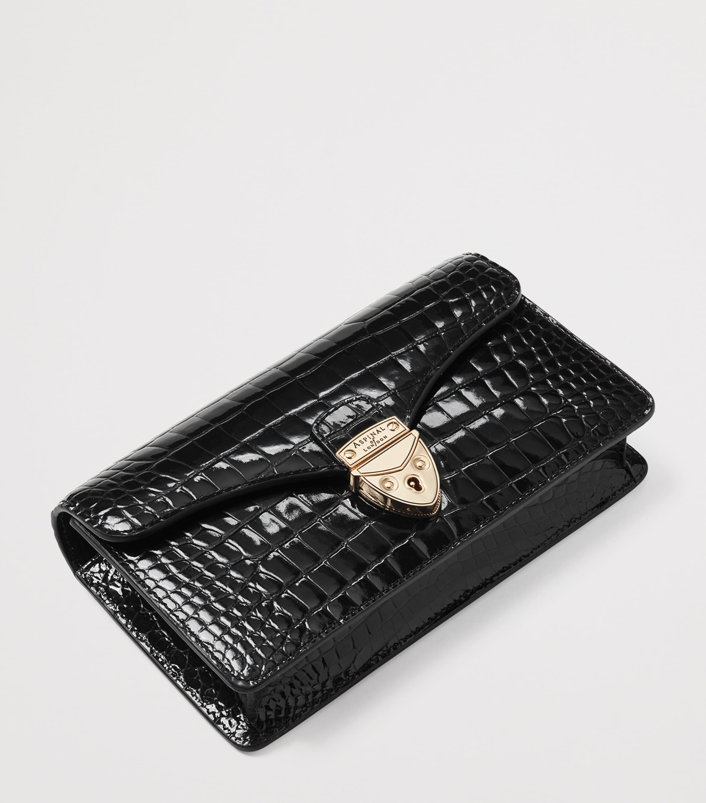 Croc-Embossed Leather Mayfair 2 Clutch Bag BLACK Image 4