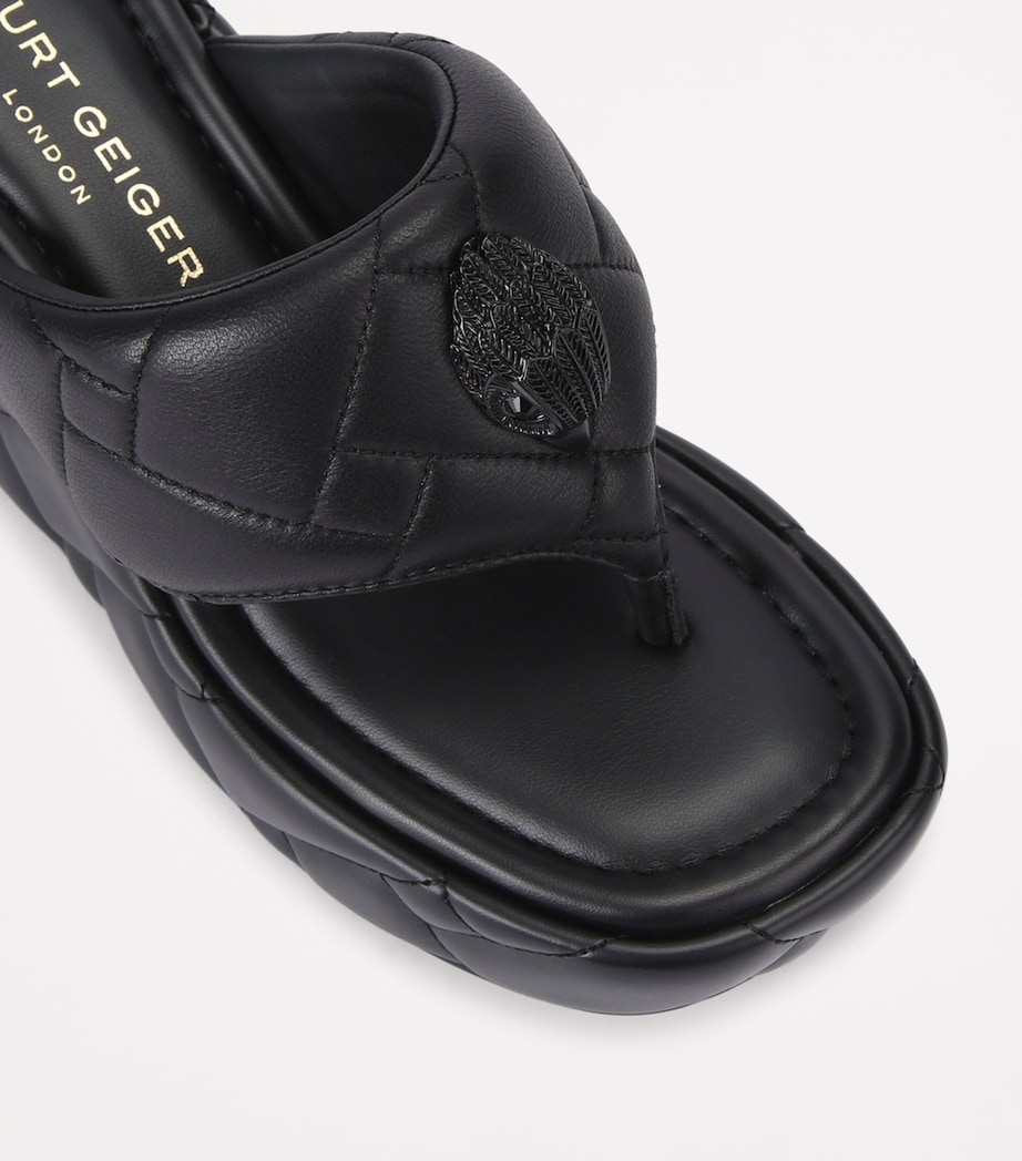 Leather Kensington Puff-Wedge Sandals BLACK Image 3