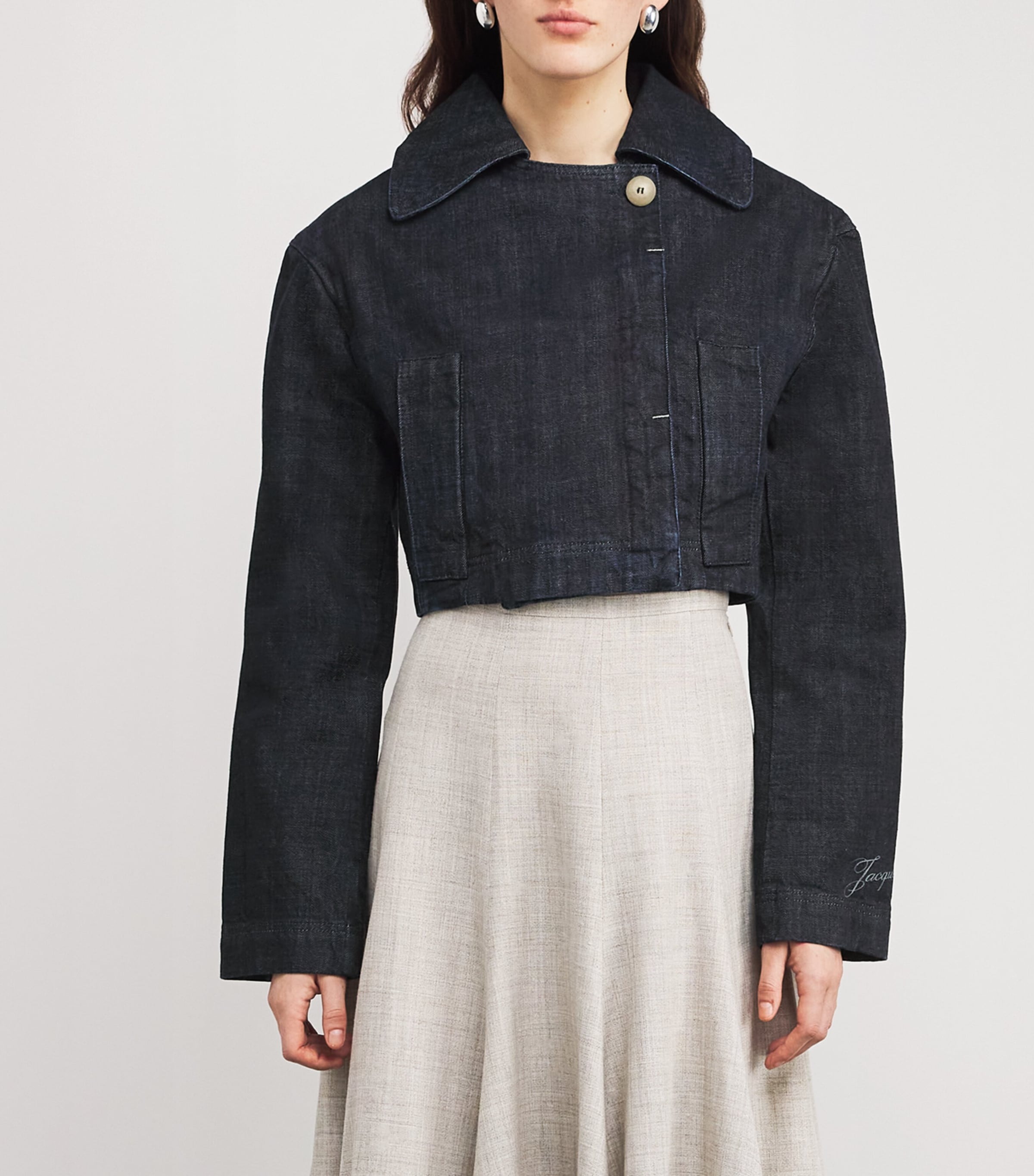 Cropped Denim Jacket 390 DARK NAVY Image 3
