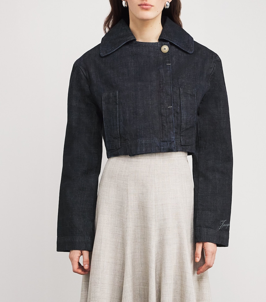 Cropped Denim Jacket 390 DARK NAVY Image 3