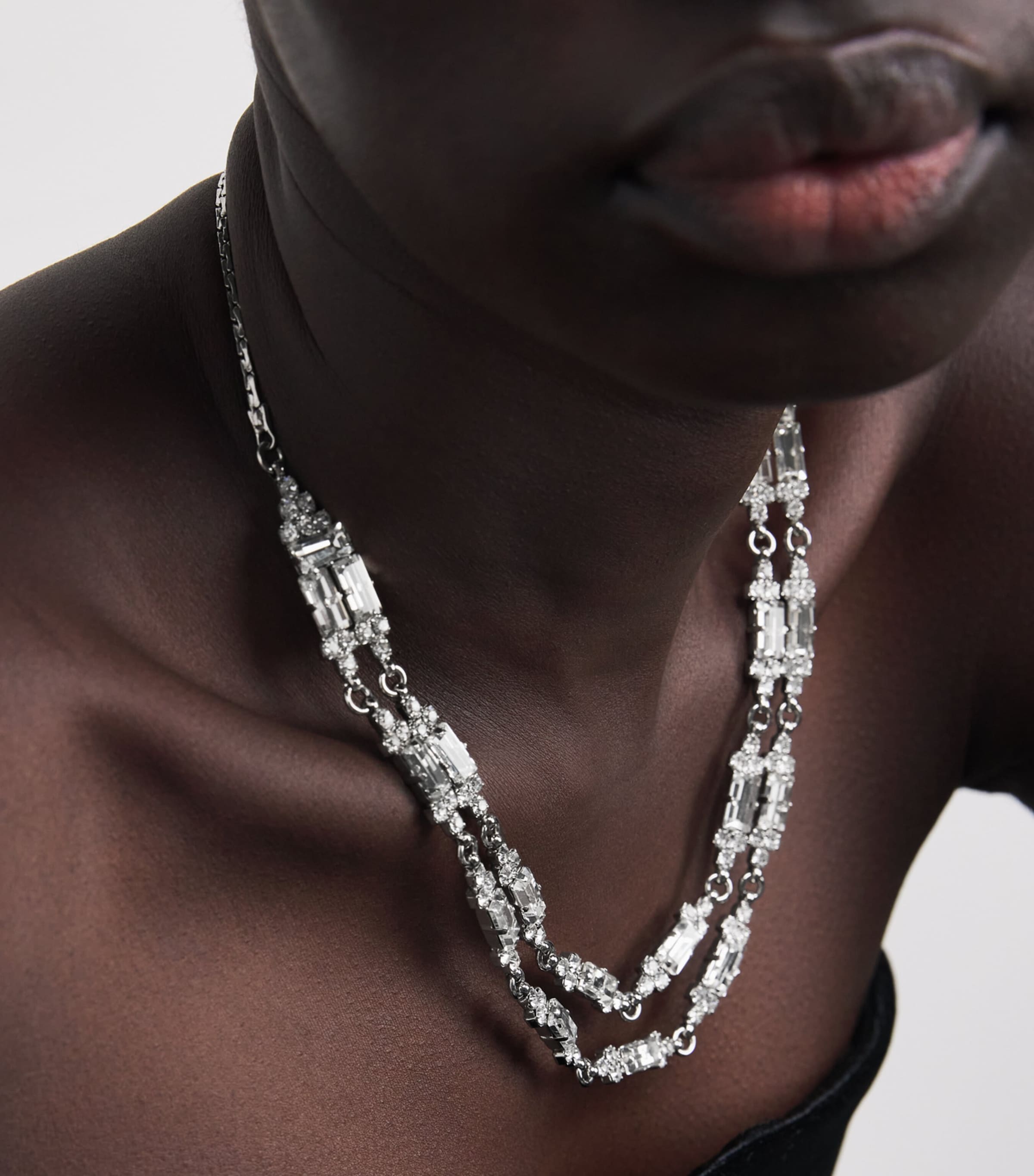 Double Crystal Necklace 0001 CRY-SILVER Image 2