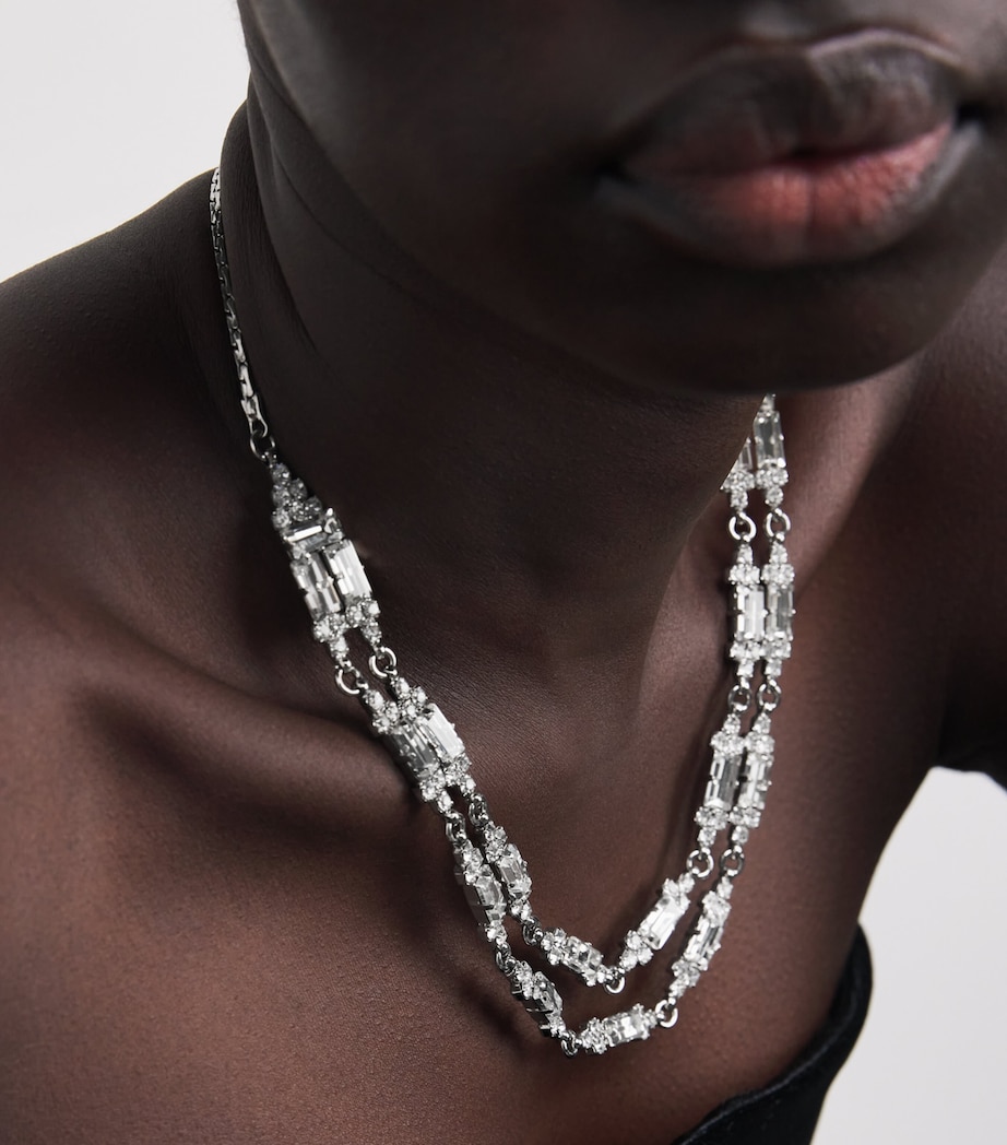 Double Crystal Necklace 0001 CRY-SILVER Image 2