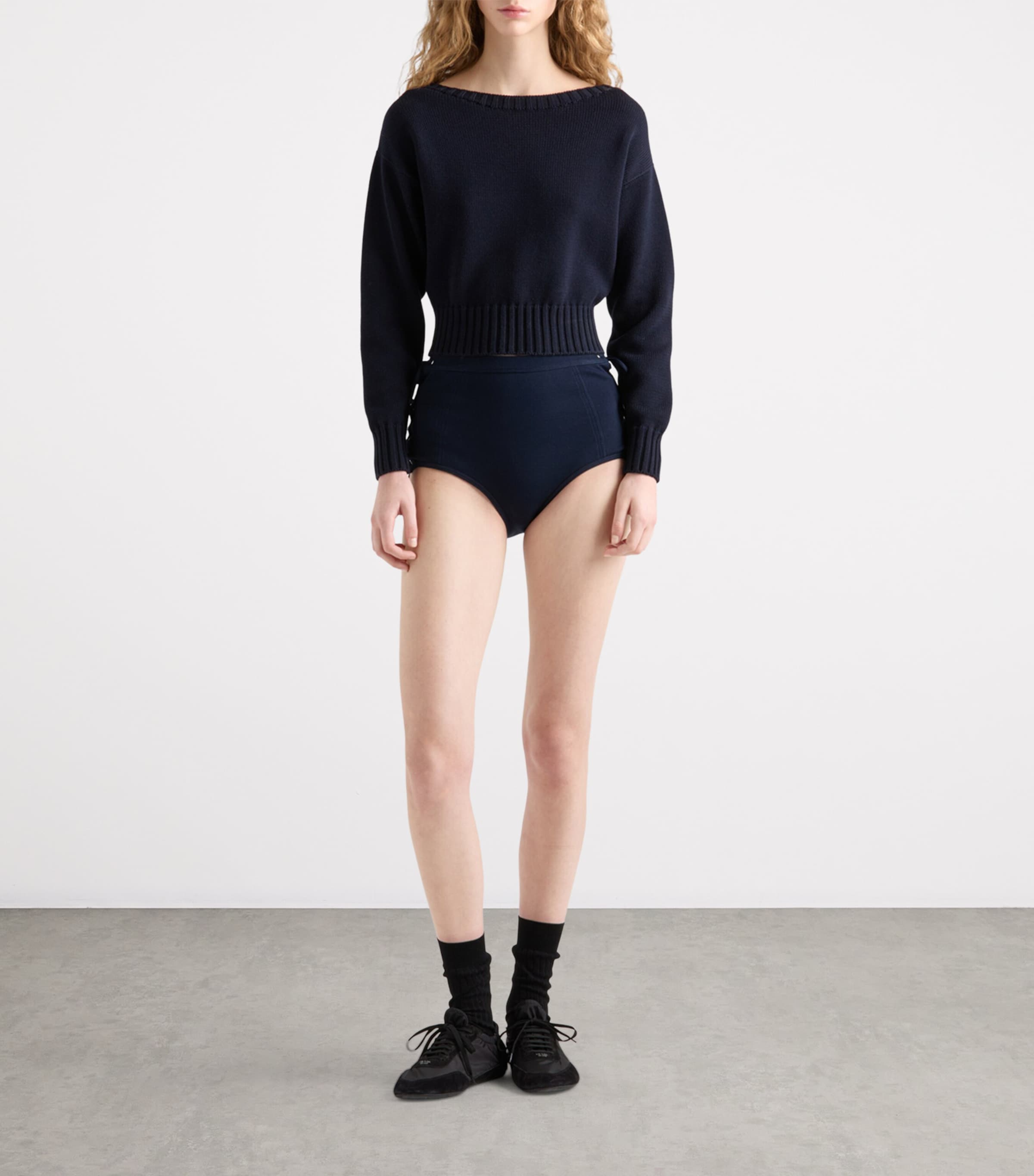 Cotton Boat-Neck Sweater F0008 Image 2