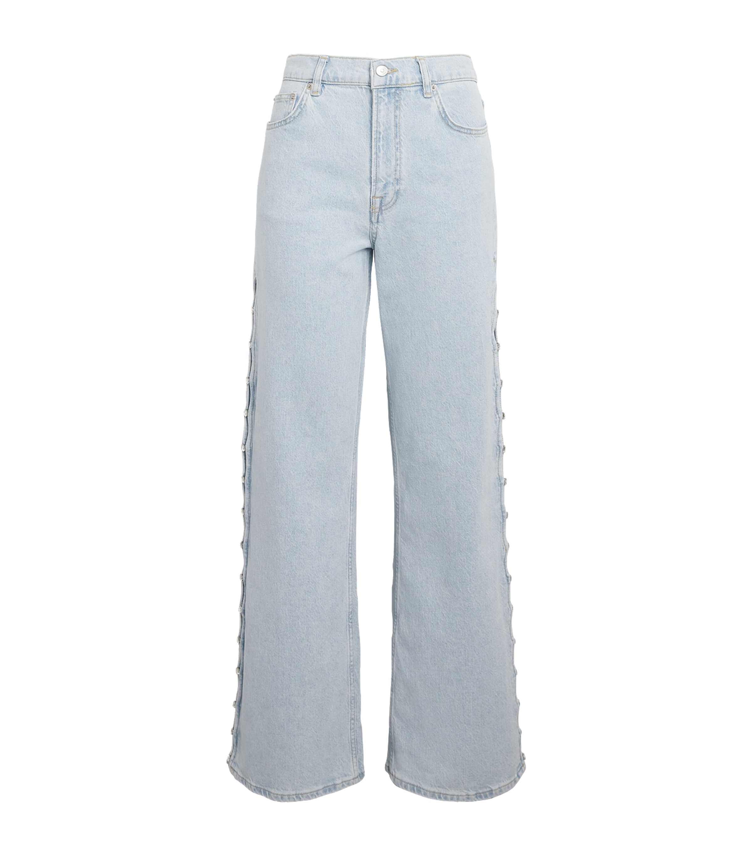 Maje Embellished Wide-leg Jeans In Blue