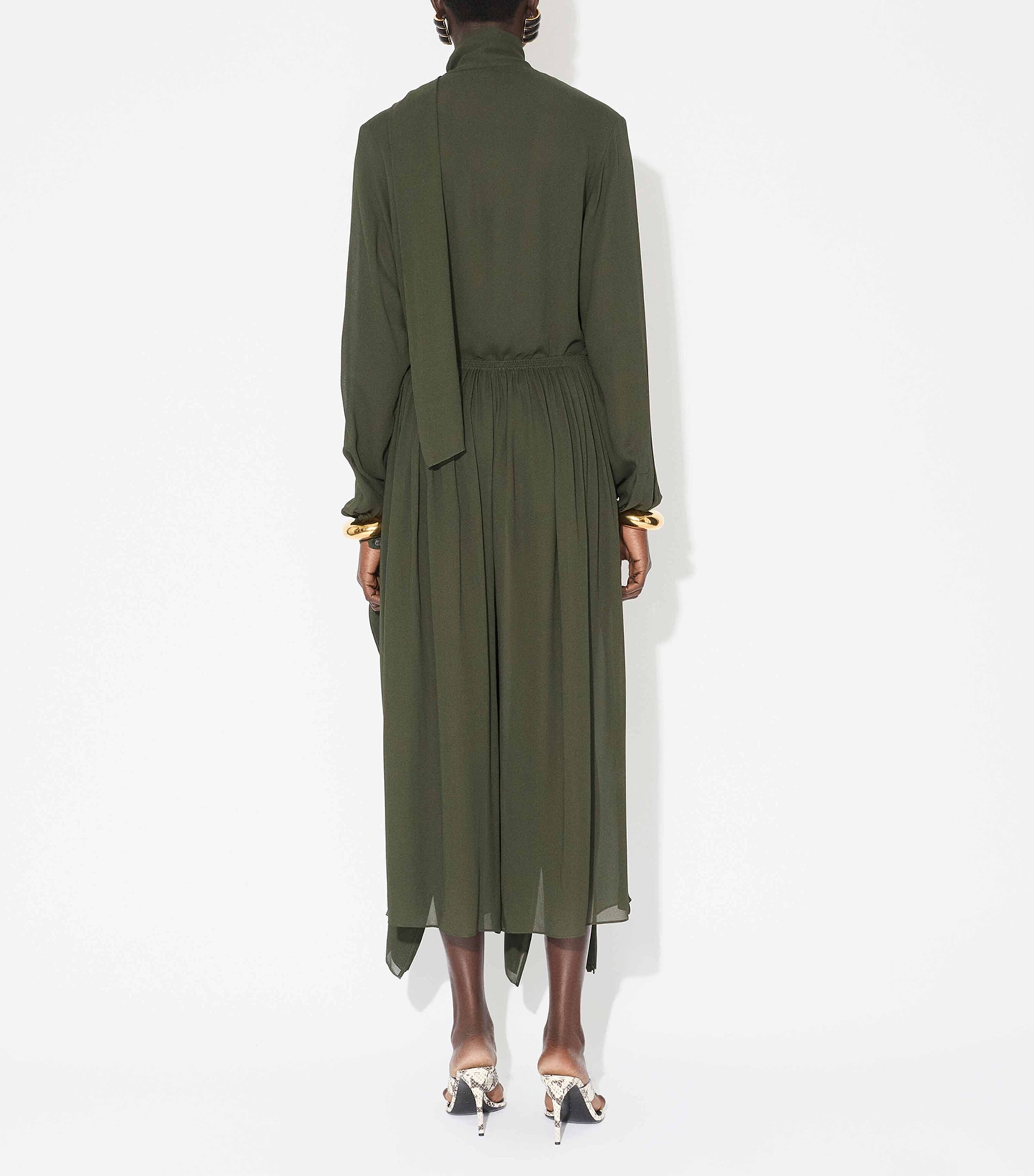 Georgette Pussybow Blouse OLIVE Image 3