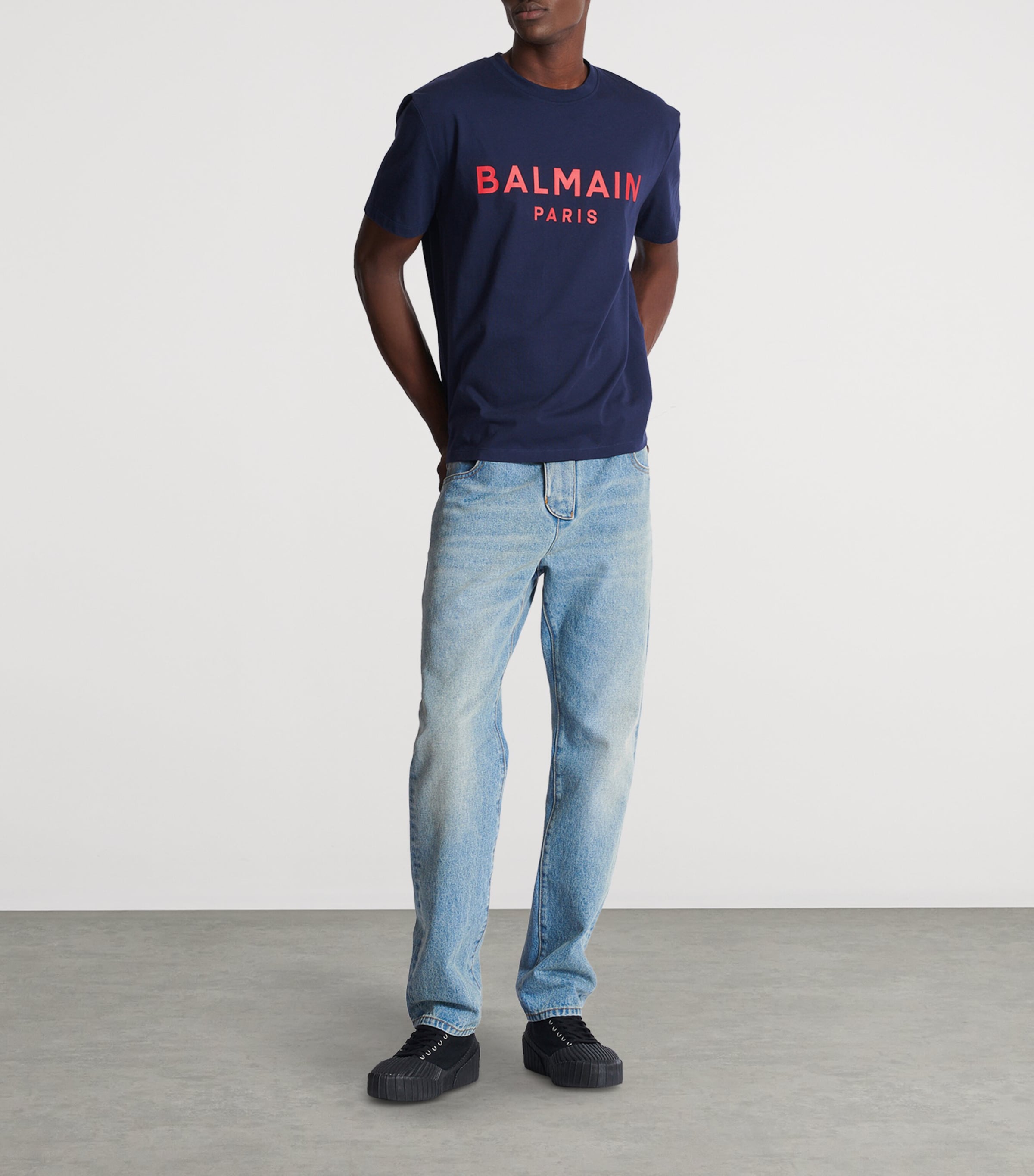 Cotton Logo Print T-Shirt SOA MARINE/ROUGE Image 4