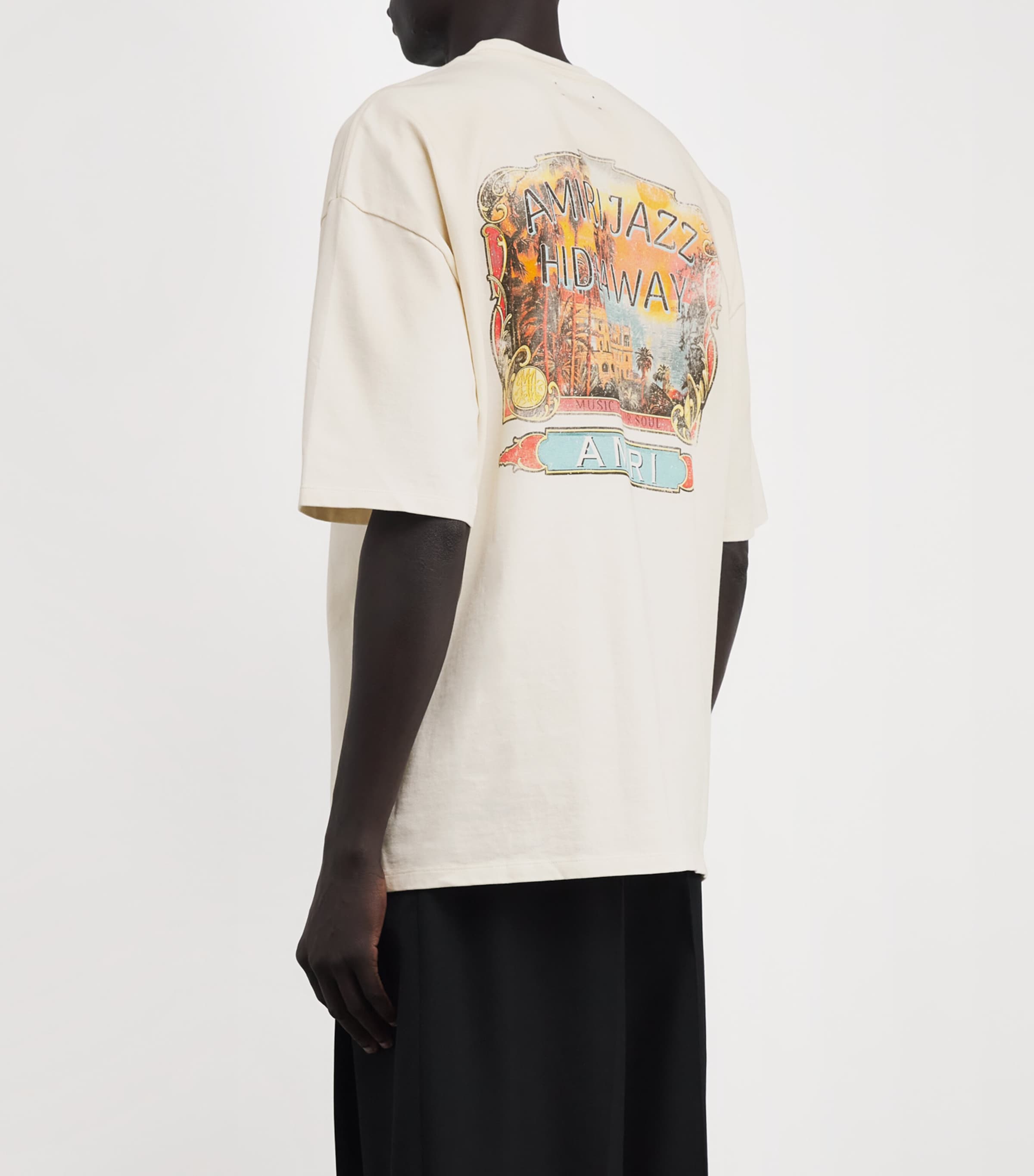 AMIRI♦ジャズ ハイダウェイ クルーネックTシャツ お洒落♪ AMIRI JAZZ HIDEAWAY OVERSIZED TEE - Black | AMIRI
