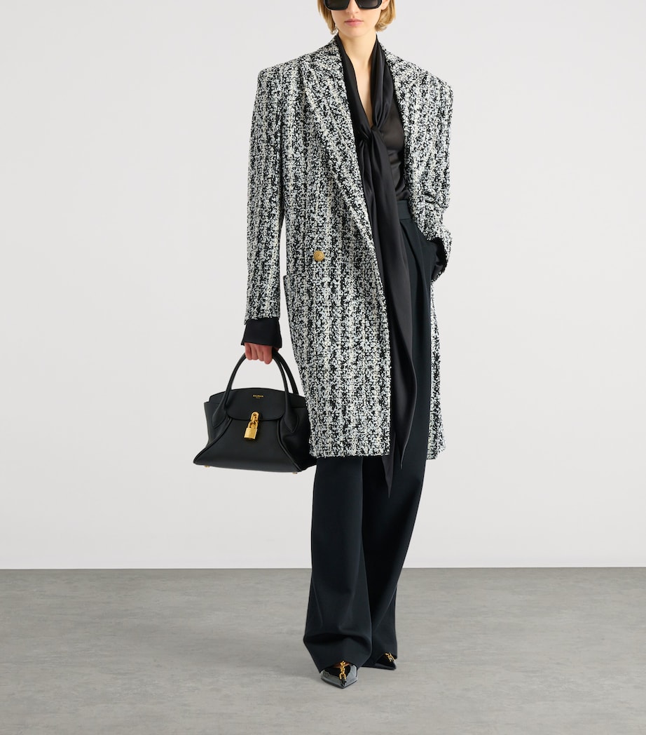 Balmain Womens Silk Tie Collar Shirt Noir Image 3