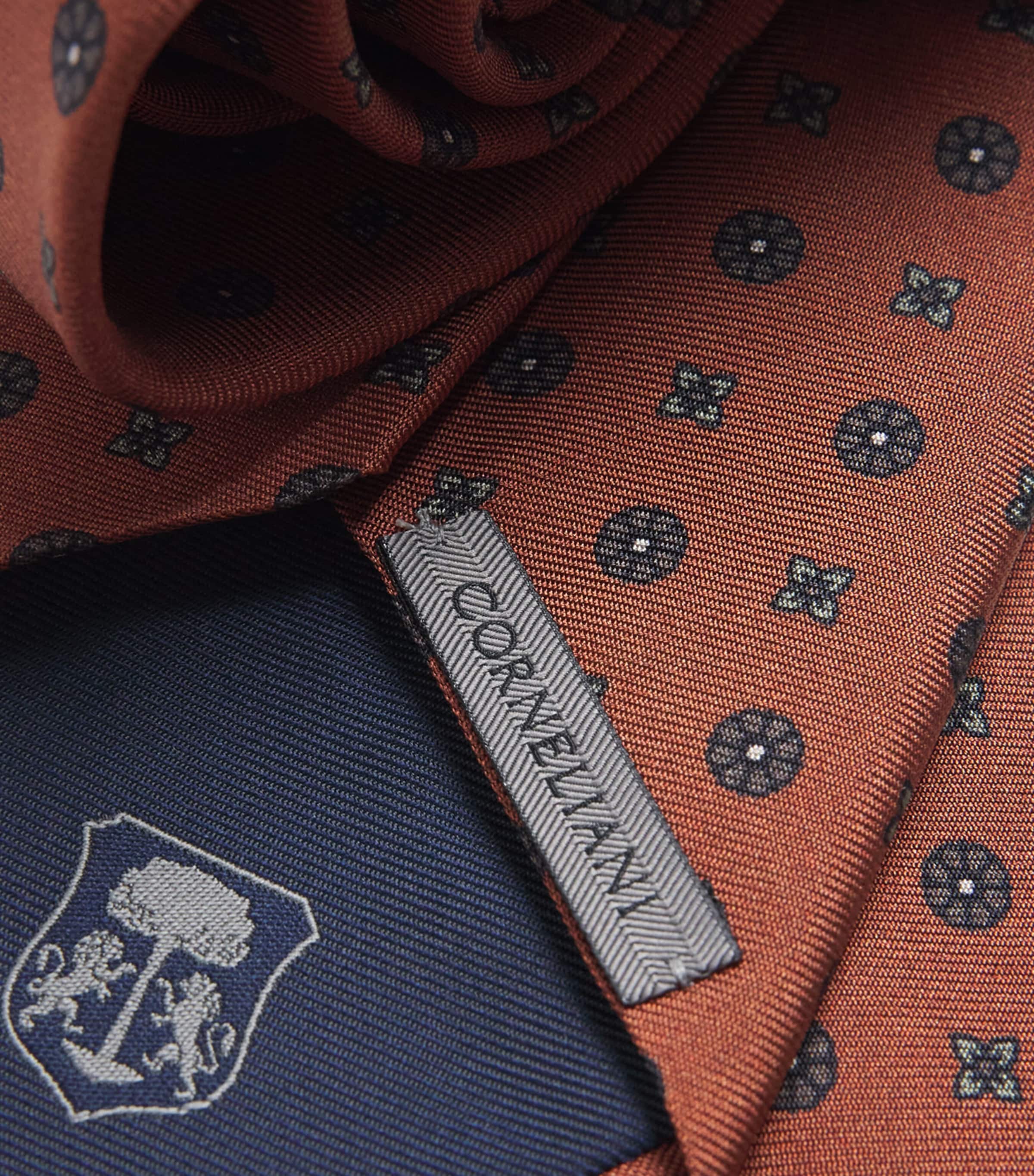 Corneliani Silk Patterned Tie Dark Orange Image 3