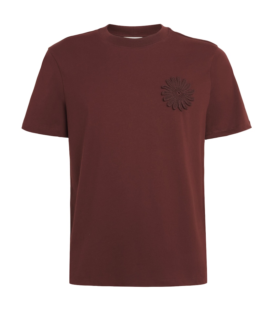 Sandro Paris Mens Cotton Crochet T-Shirt Chocolate Image 1