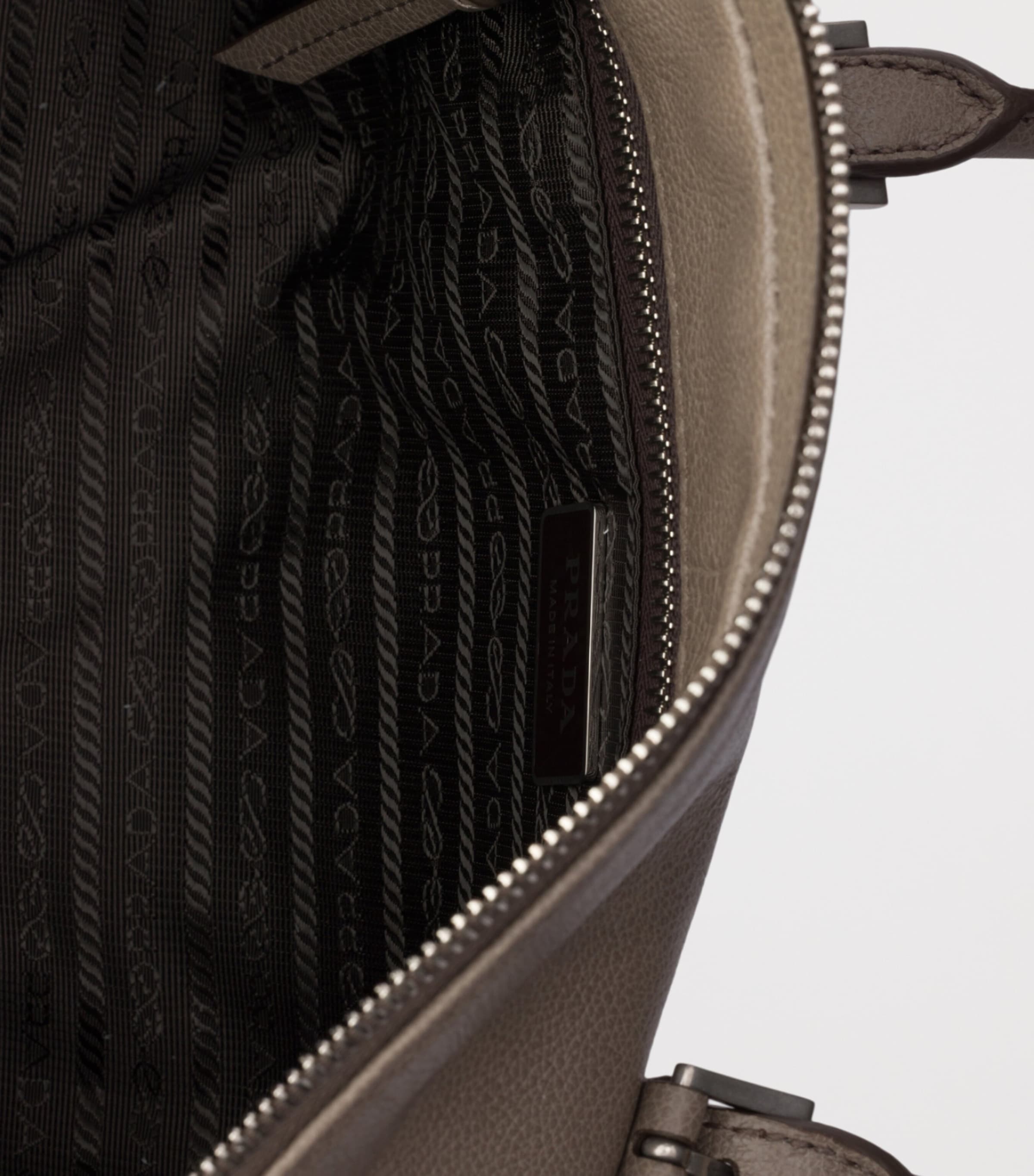 Prada Medium Leather Bonnie Top-Handle Bag Grey Image 4