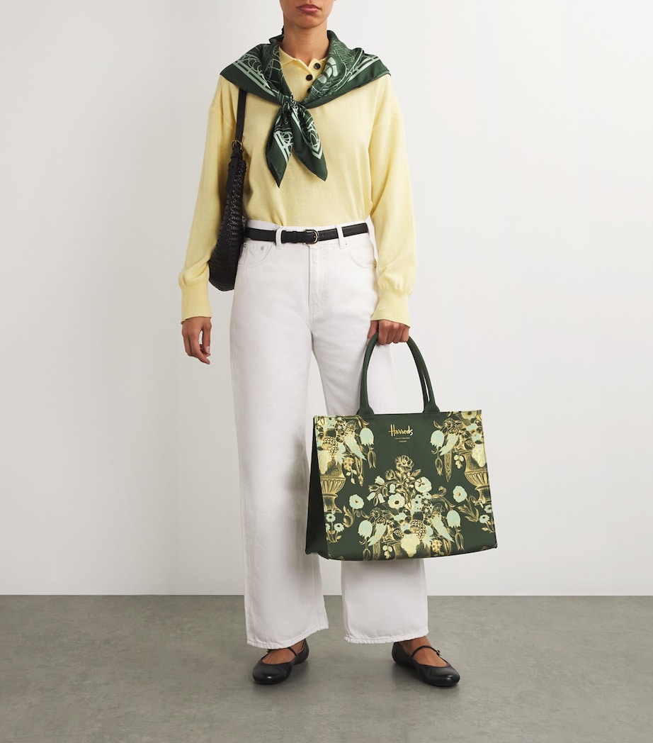 Harrods Floral Grocery Shopper Bag Harrods Green Image 2