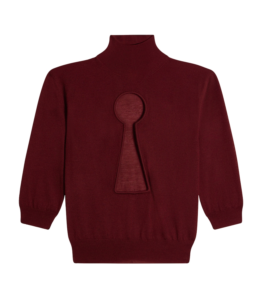 Schiaparelli Womens Cashmere Keyhole Sweater Burgundy Image 1