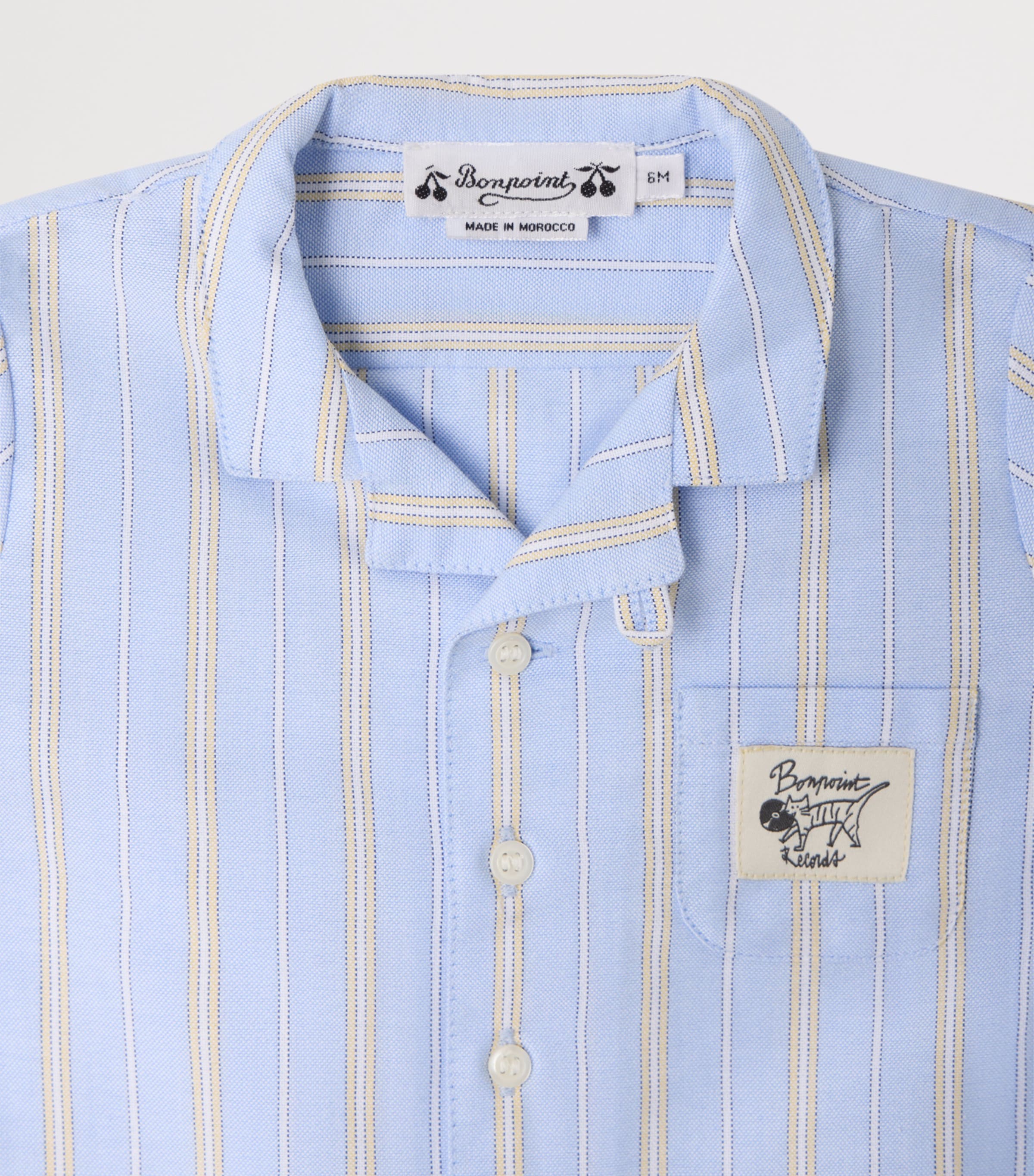 Bonpoint Cotton Poplin Stripe Shirt (6-18 Months) Ra Bleu Image 3