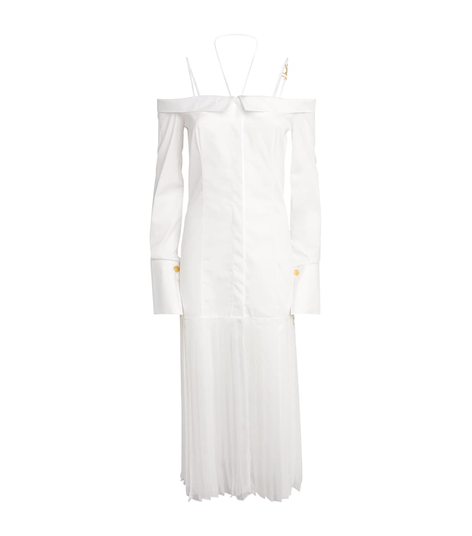 Cotton Midi Shirt Dress WHITE Image 1