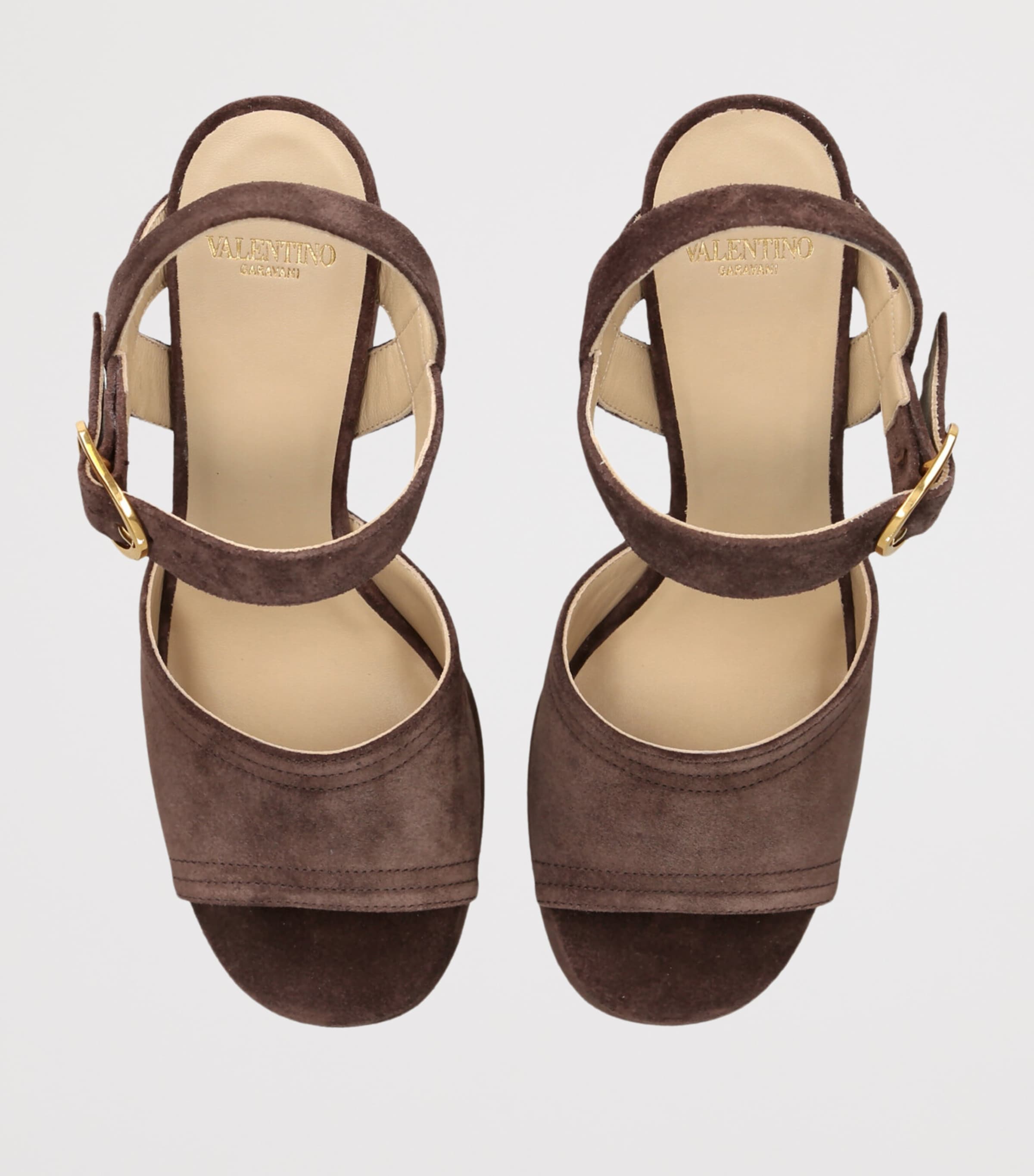 Valentino Garavani Brown Suede Fawcette Heeled Sandals 90 | Harrods US