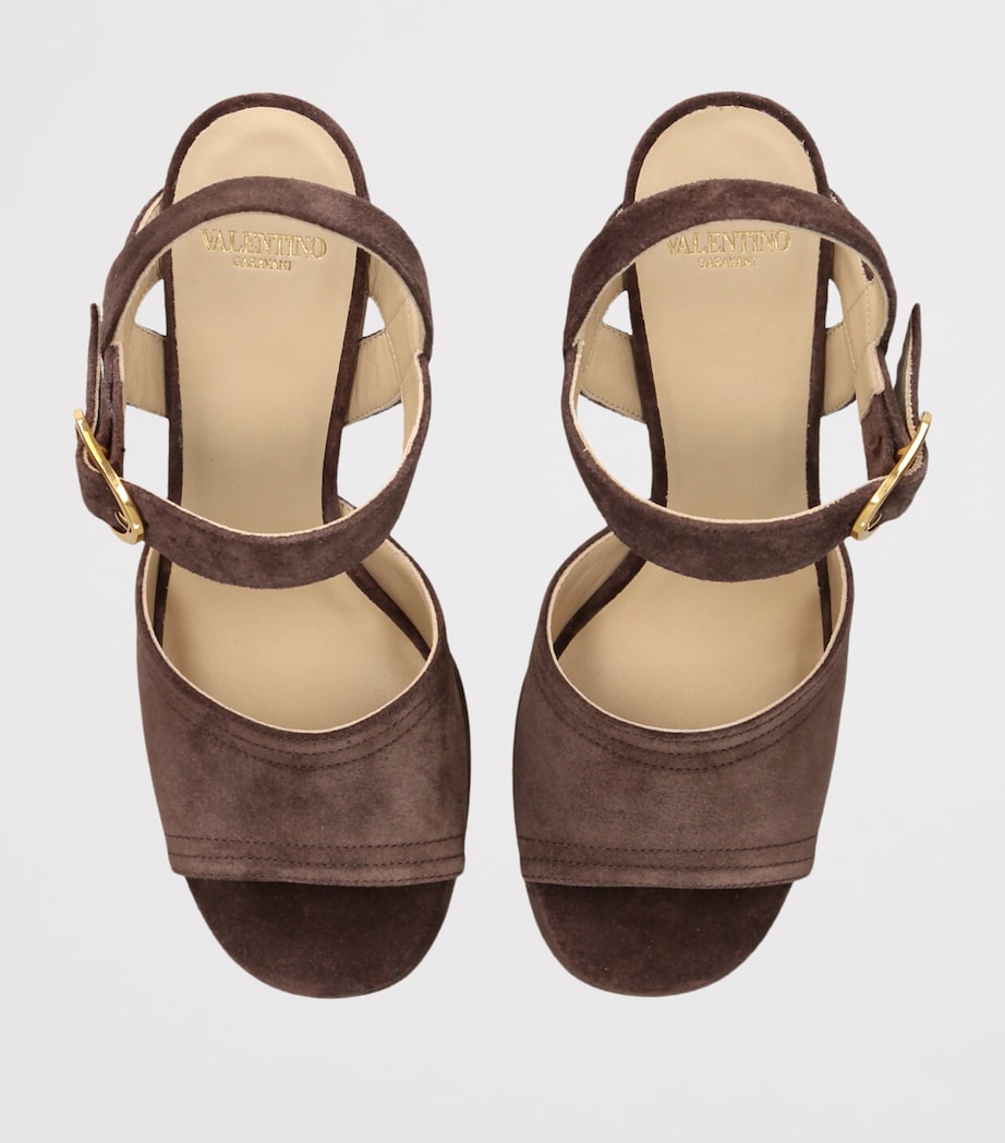 Suede Fawcette Heeled Sandals 90 DARK BROWN Image 4