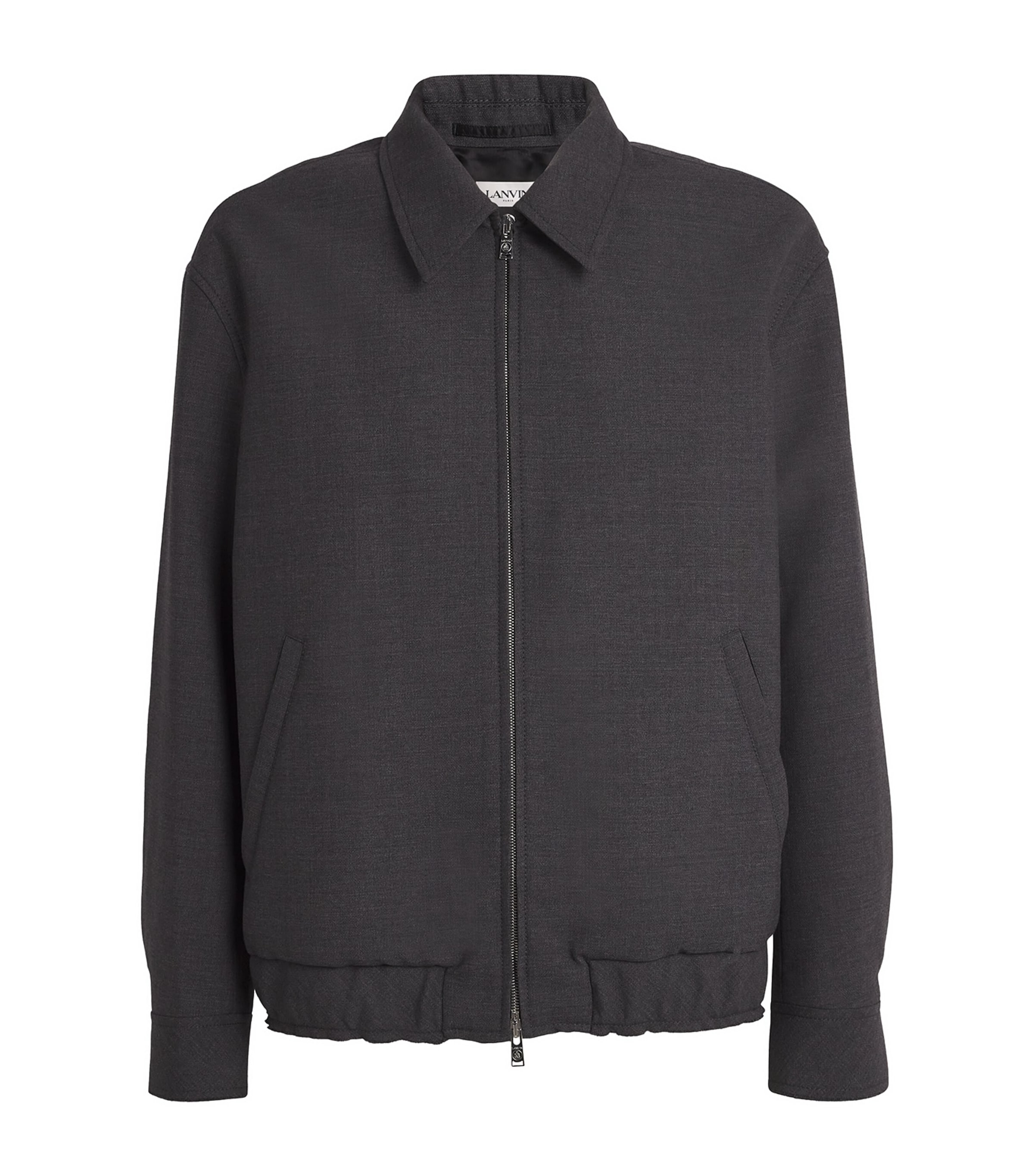 Shop Lanvin Wool Collared Jacket In Grey