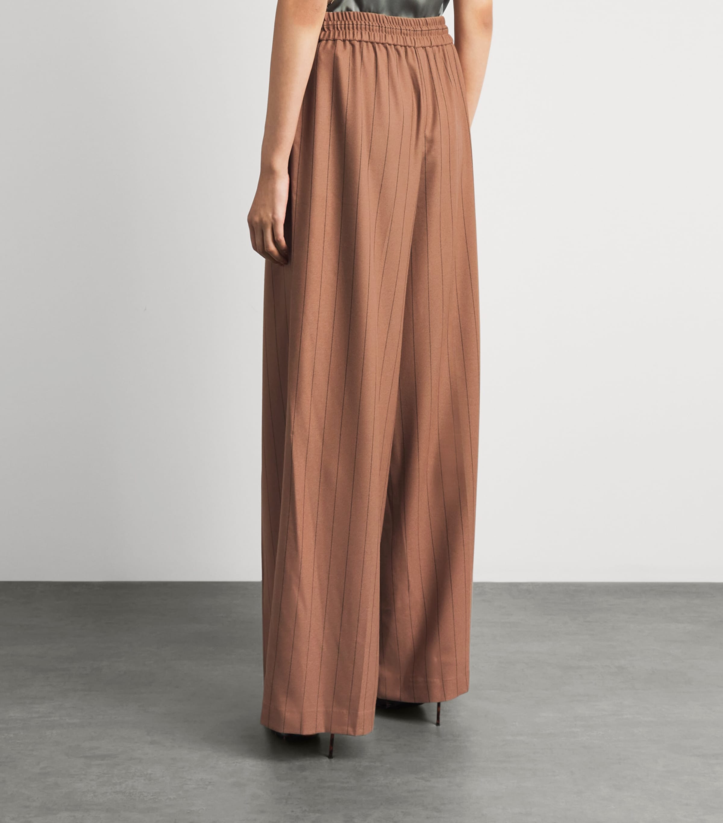 L'Agence Womens Stripe Connie Wide-Leg Trousers Mcha Tan/brwn Pnstrp Image 5