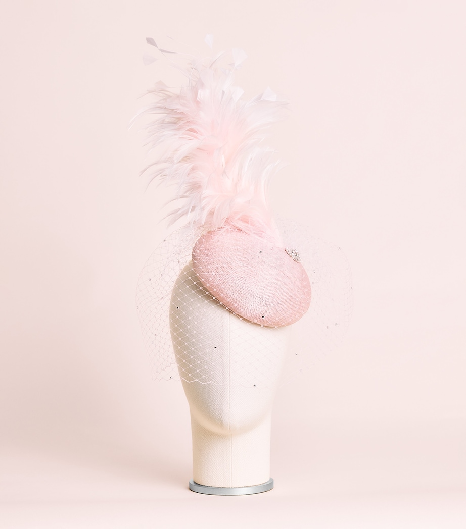 Victoria Grant Sinamay Straw Feathered Bellini Fascinator Baby Pink Image 2