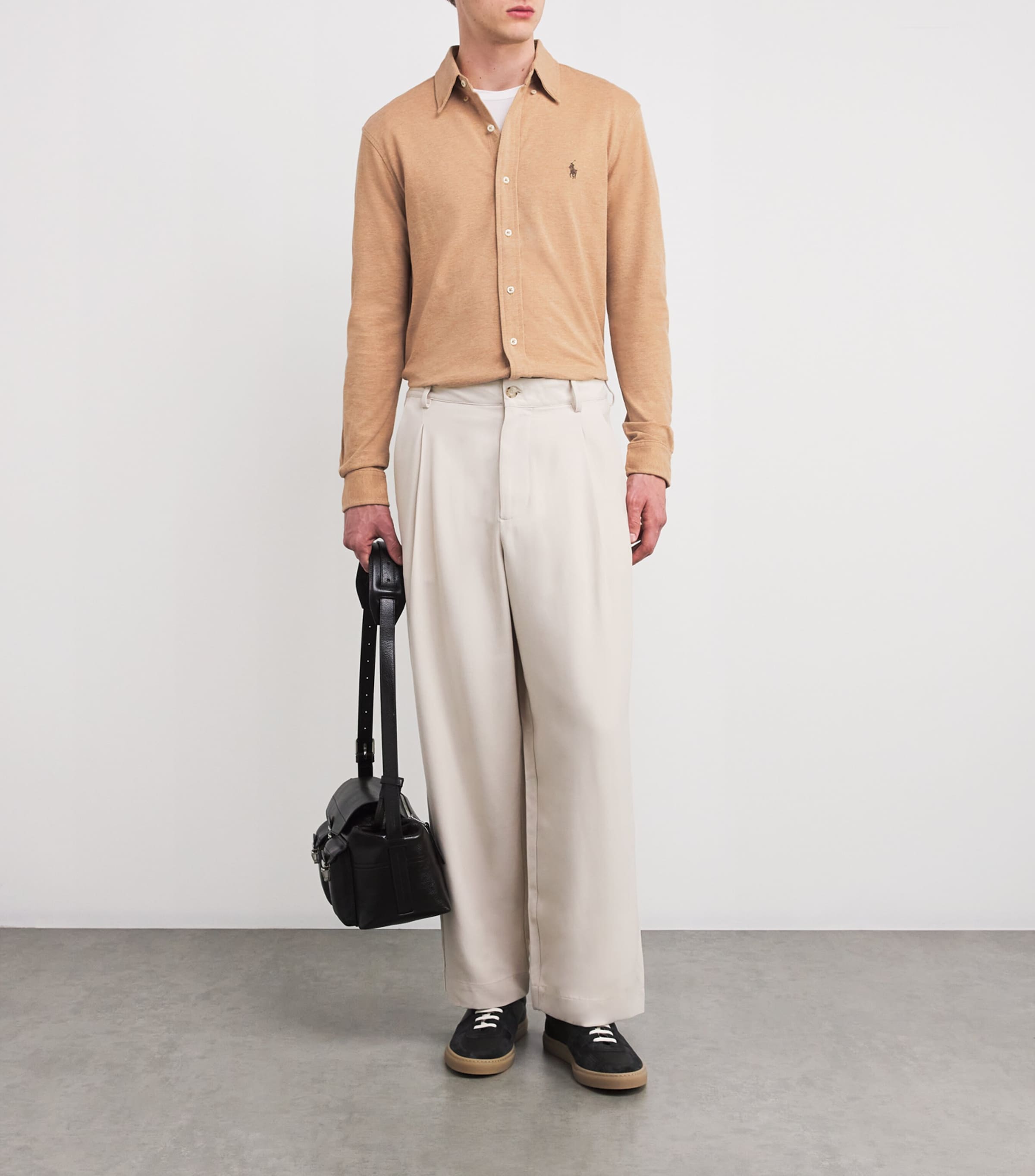 Cotton Featherweight Mesh Logo Shirt CAMEL Image 2