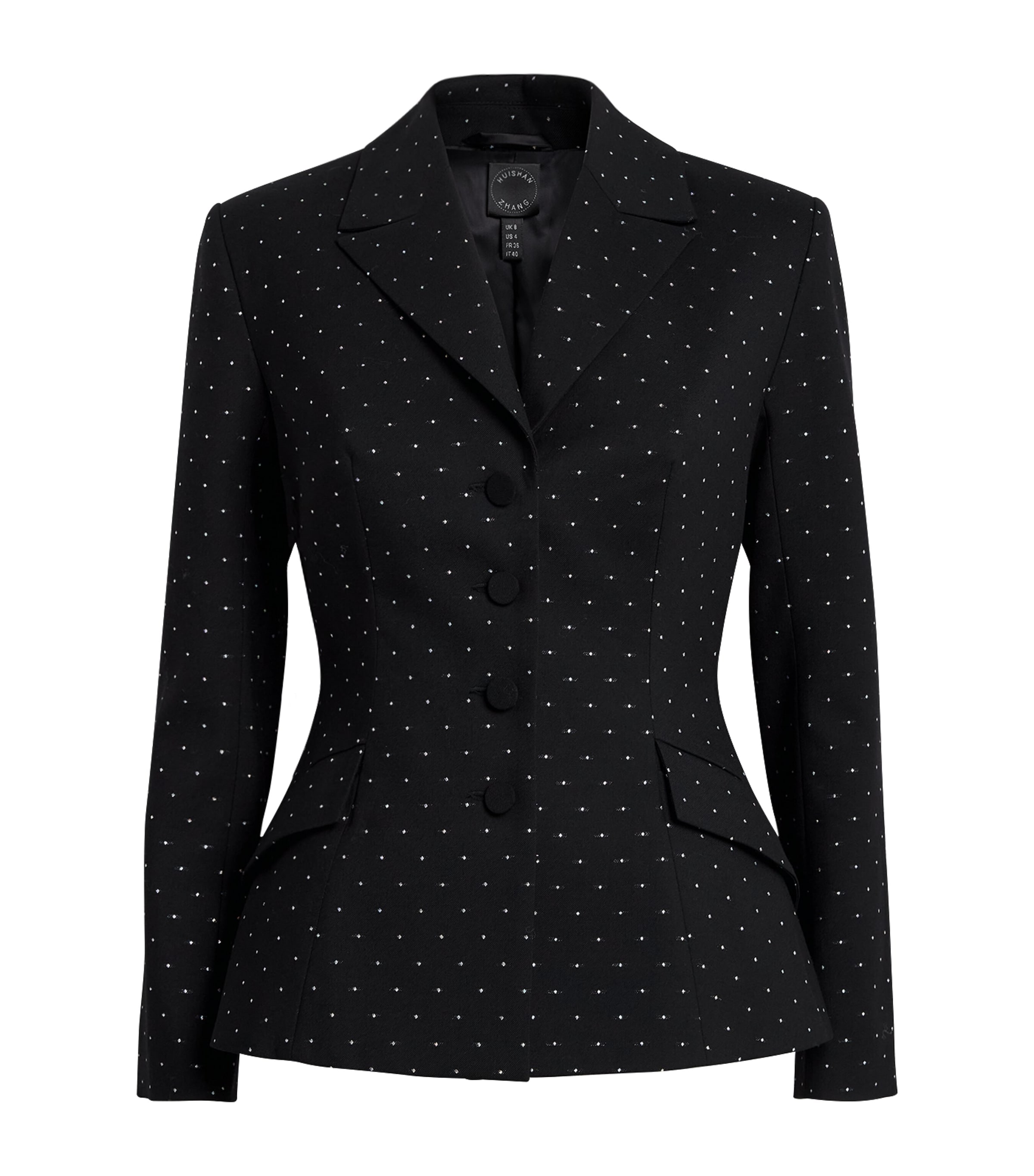 Huishan Zhang Womens Wool-Blend Polka Dot Gill Jacket Black Polka Dot Image 1