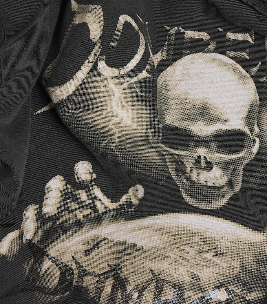 Cotton Skeleton Graphic Doomer T-Shirt OLD BLACK Image 5