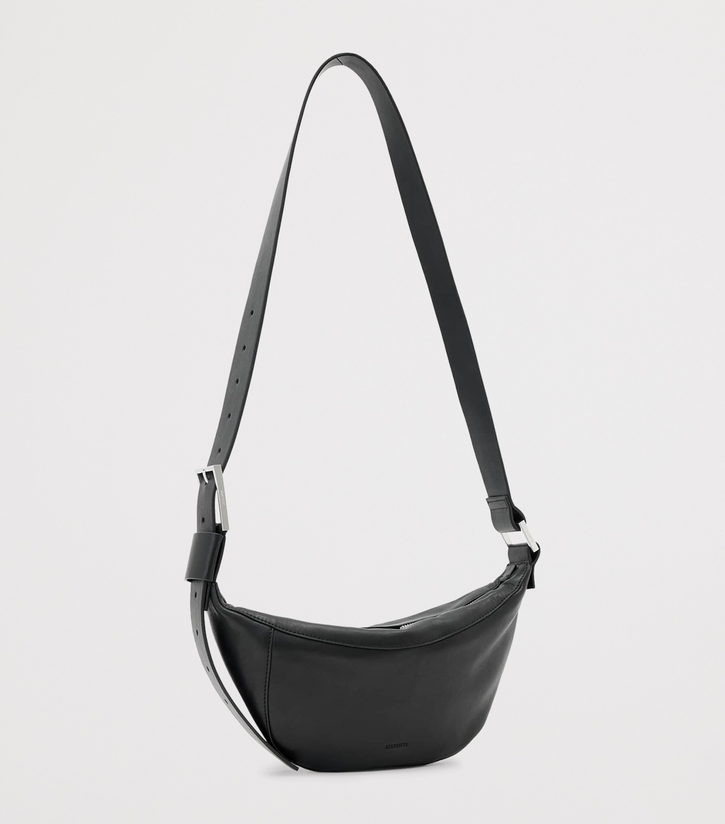 AllSaints Leather Luna Cross-Body Bag Black/silver Image 3