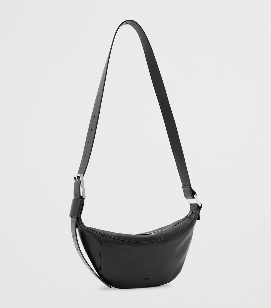 AllSaints Leather Luna Cross-Body Bag Black/silver Image 3