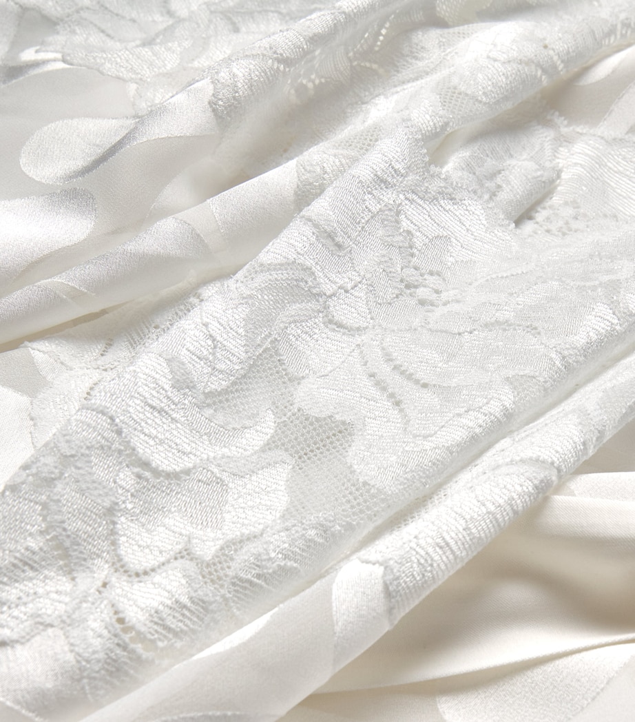 Lace-Trim Charlotte Long Robe WHITE Image 5