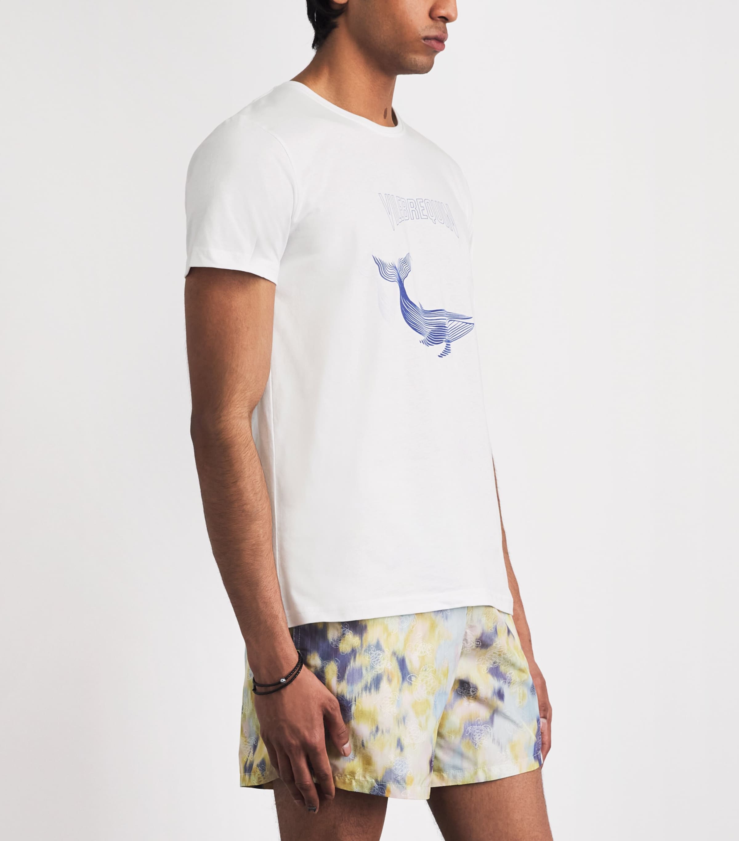 Vilebrequin Mens Cotton Thom Whales T-Shirt Blanc Image 4