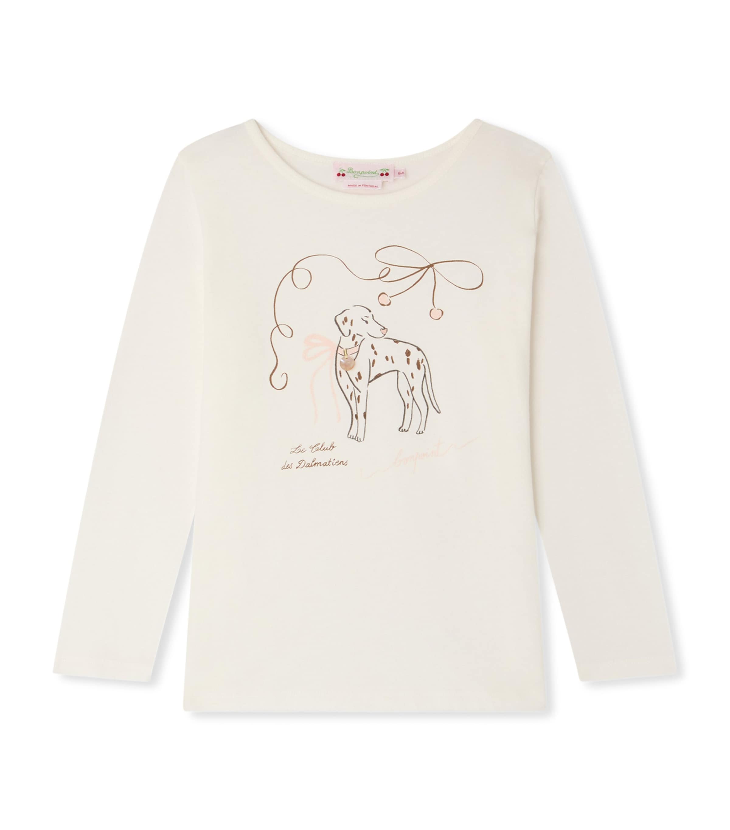 Bonpoint Cotton Printed Long-Sleeve T-Shirt (4 Years) Upb Blanc Lait Image 1