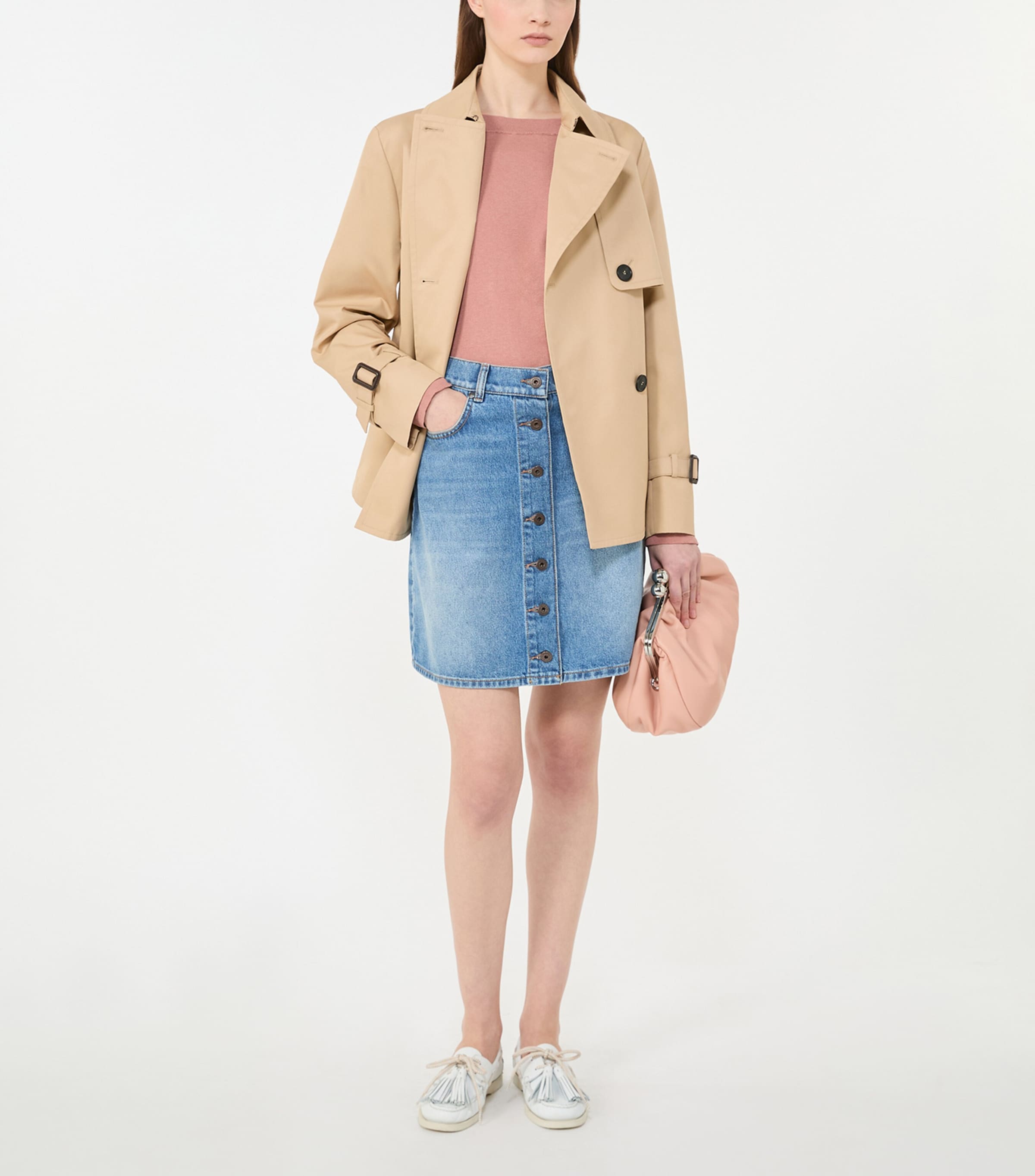 Weekend Max Mara Womens Gabardine Cropped Trench Coat Beige Image 5