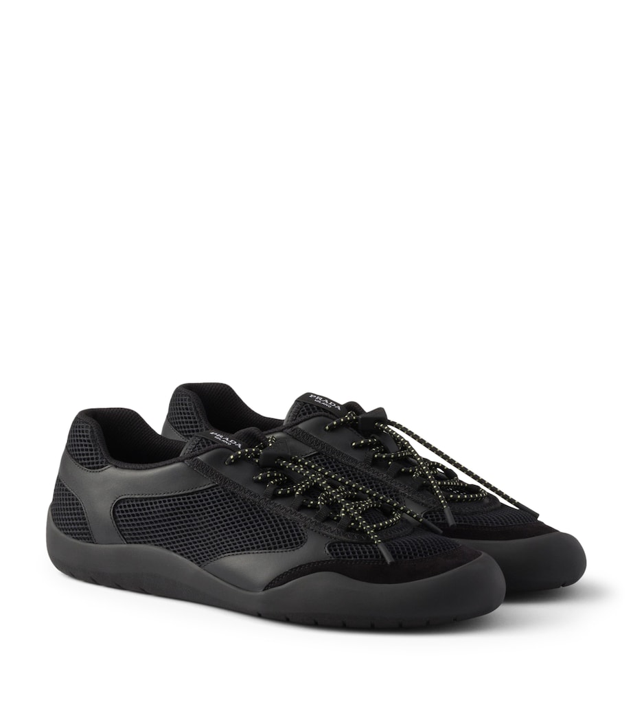 Prada Leather-Mesh Speedrock Sneakers Image 1