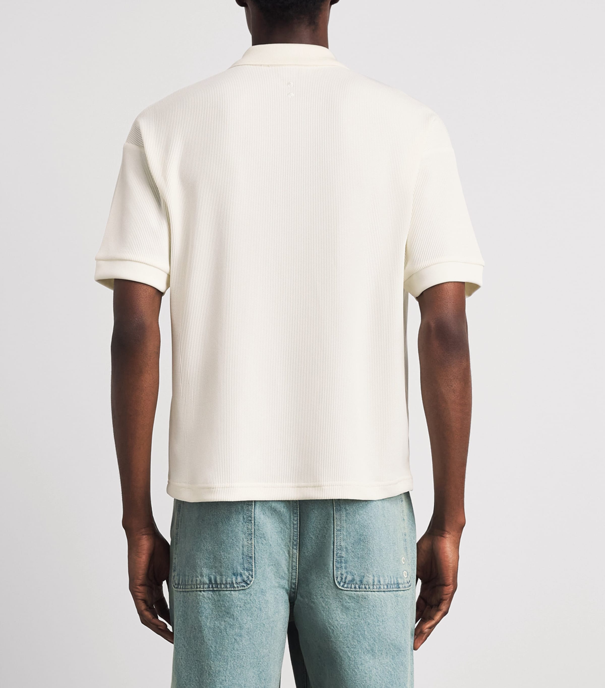 about:blank Mens Piqué Script Polo Shirt Oat Image 5