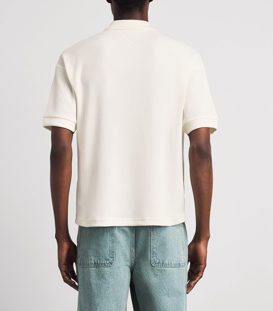 about:blank Mens Piqué Script Polo Shirt Oat Image 5