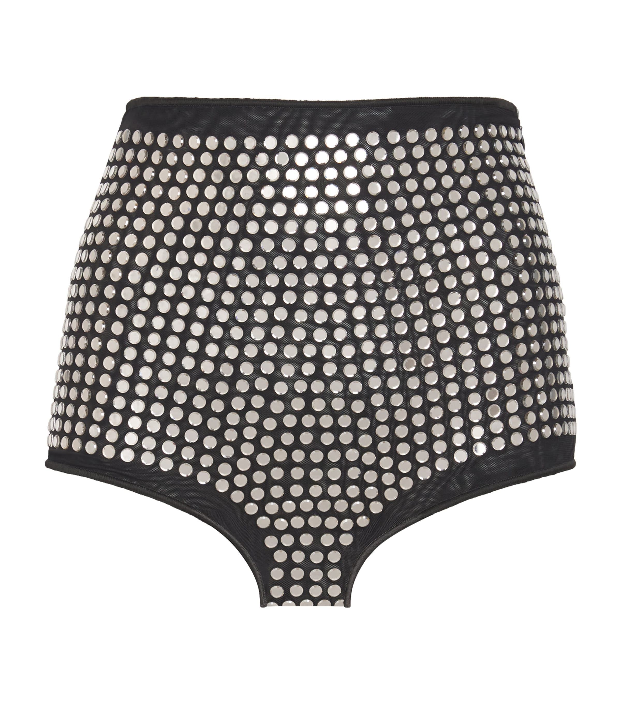 Shop Oseree Embellished High-waist Briefs In Black