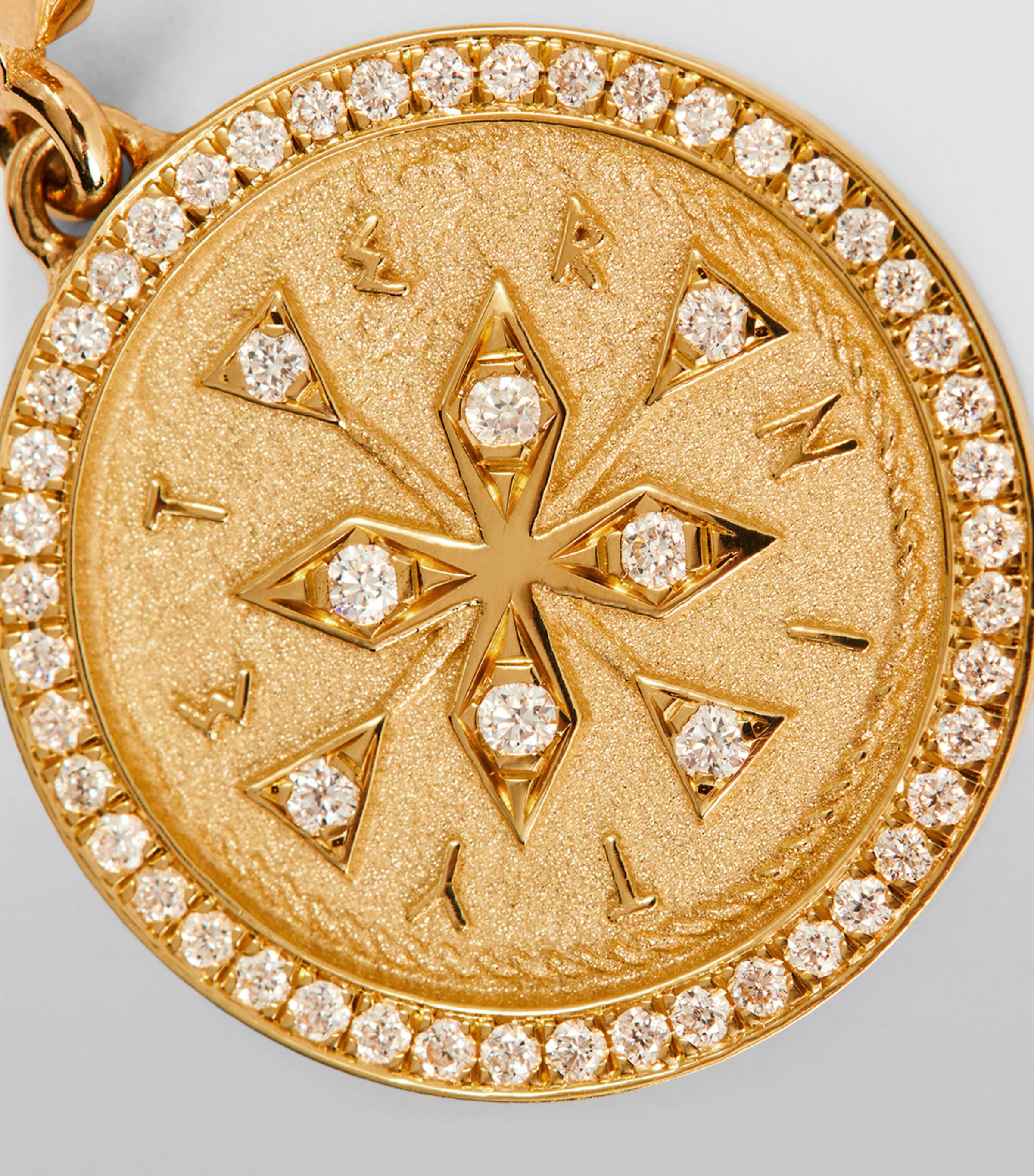 Small Yellow Gold and Diamond Compass Coin Charm YELLOW GOLD Image 5