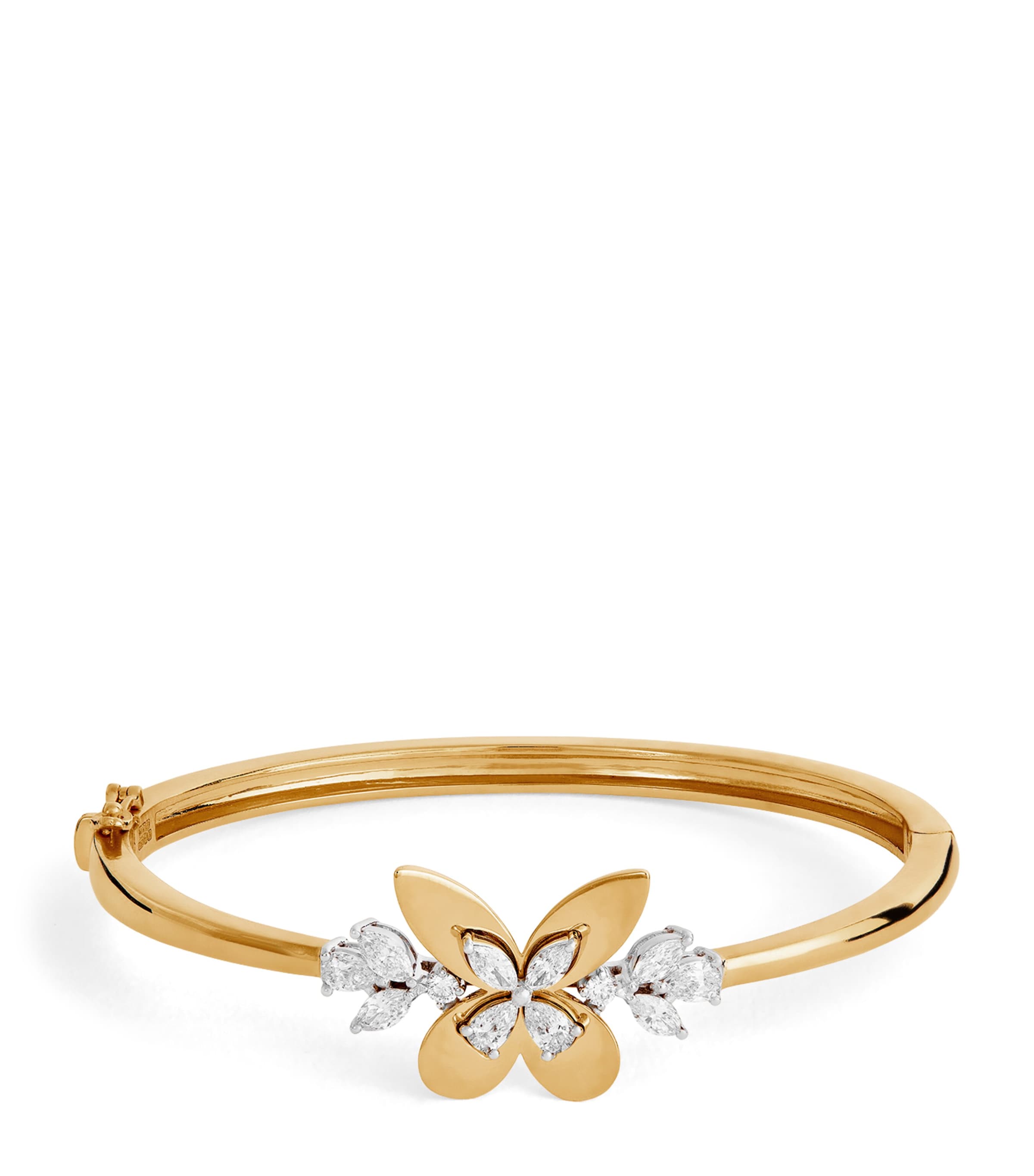 Yeprem Yellow Gold And Diamond Butterfly Bangle In Gold