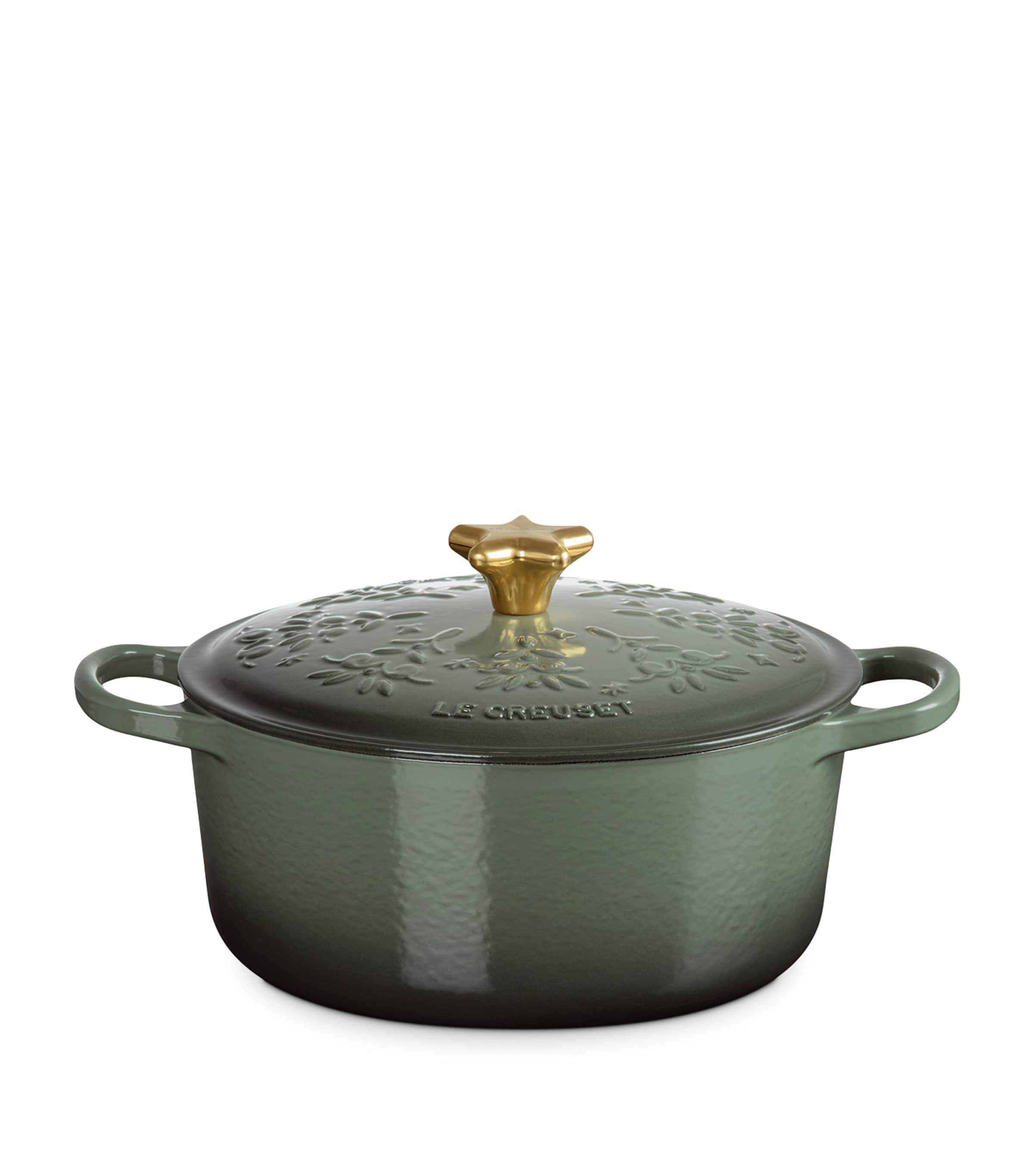 Cast Iron Christmas Round Casserole Dish (24 cm) NO COLOUR Image 2