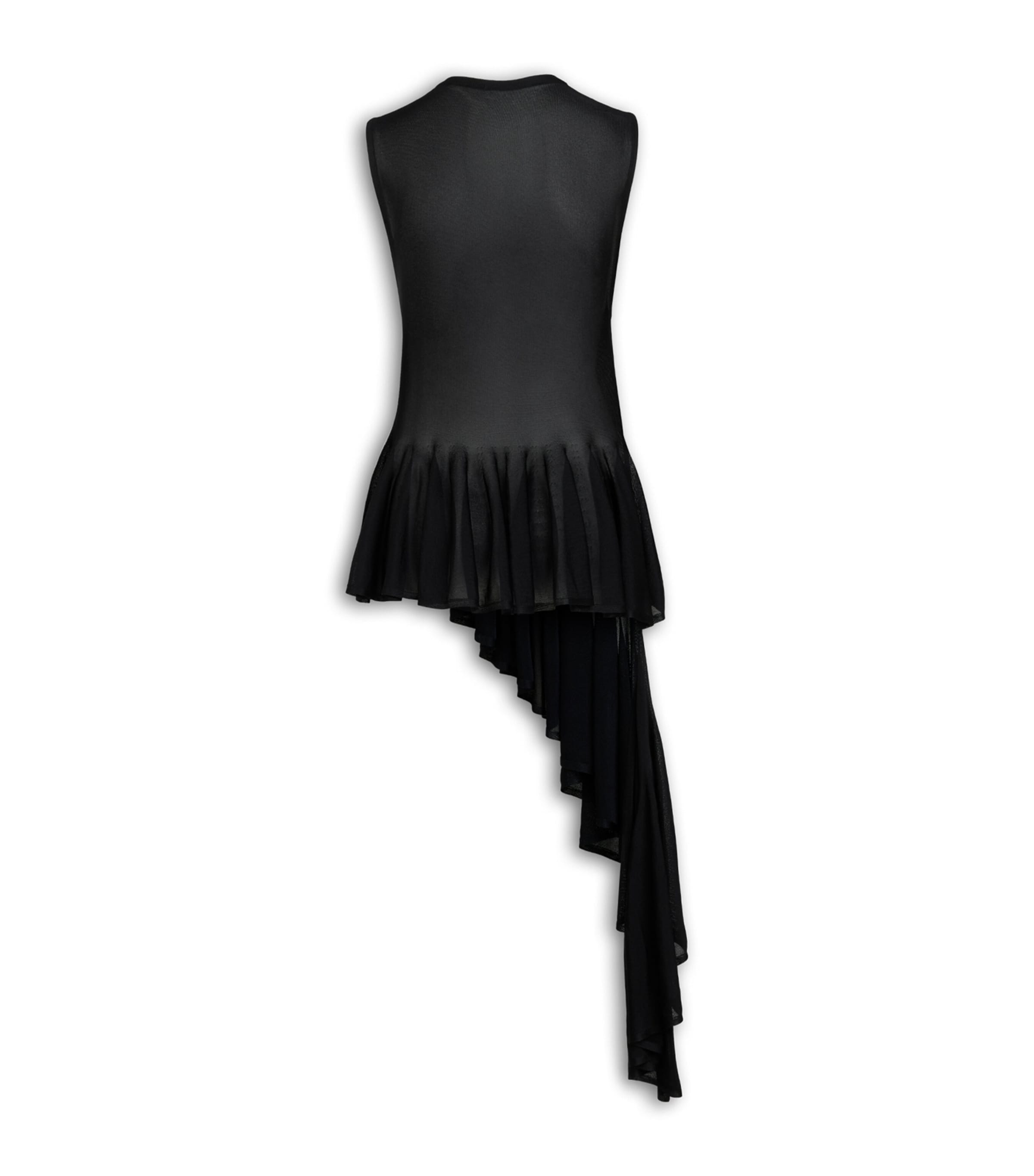 Alaïa Womens Asymmetric Godet Tank Top Noir Alaia Image 4