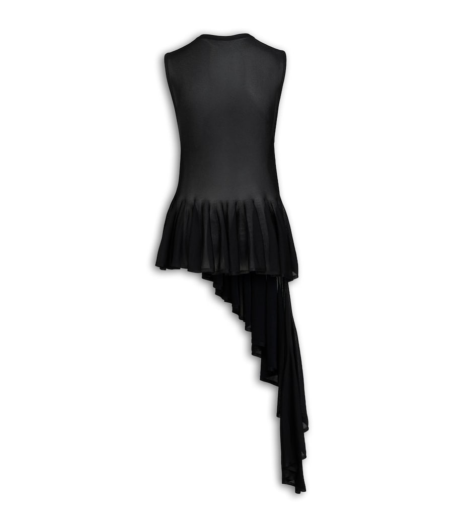 Alaïa Womens Asymmetric Godet Tank Top Noir Alaia Image 4