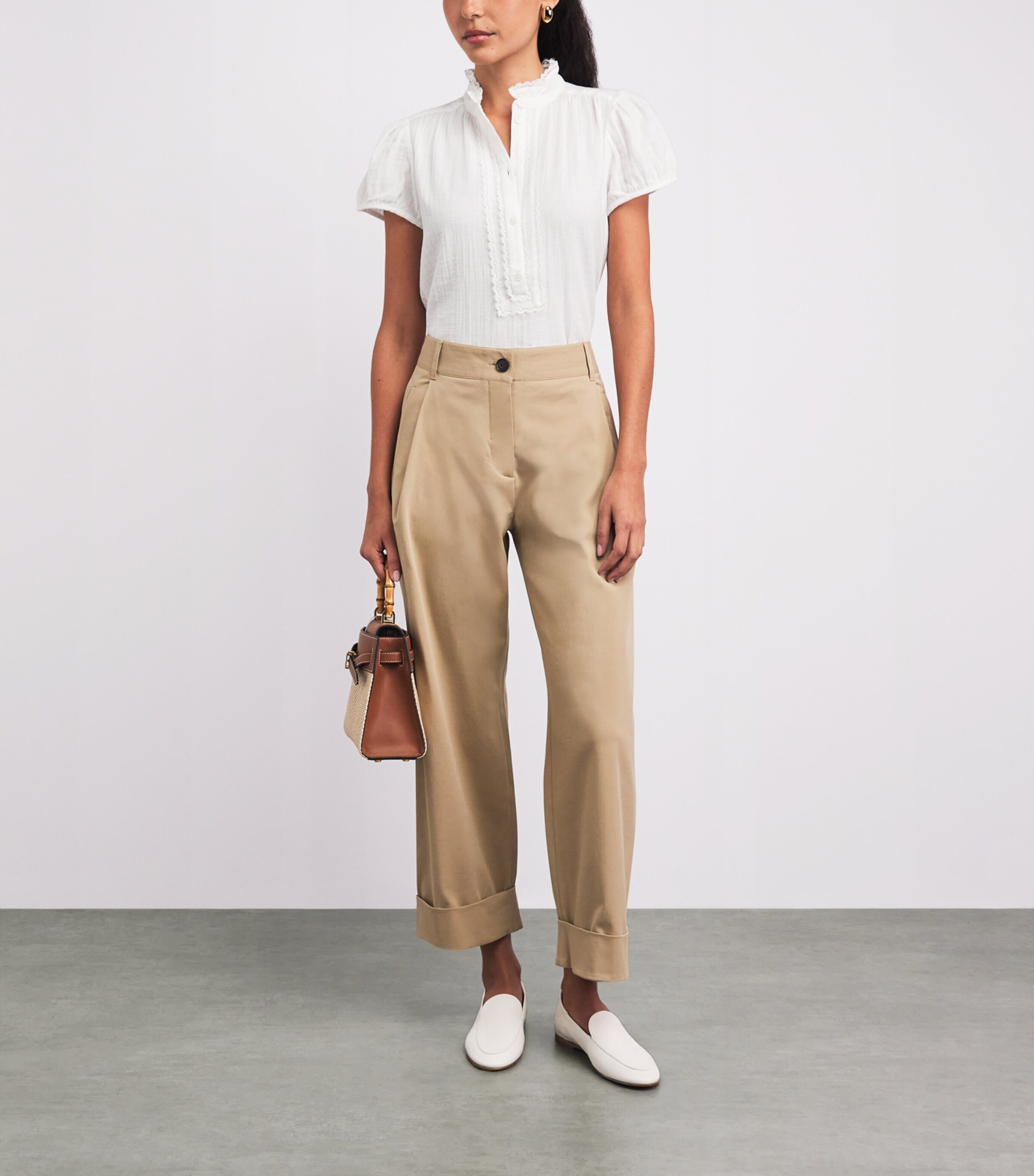 ME+EM Womens Cotton Cheesecloth Blouse Soft White Image 2