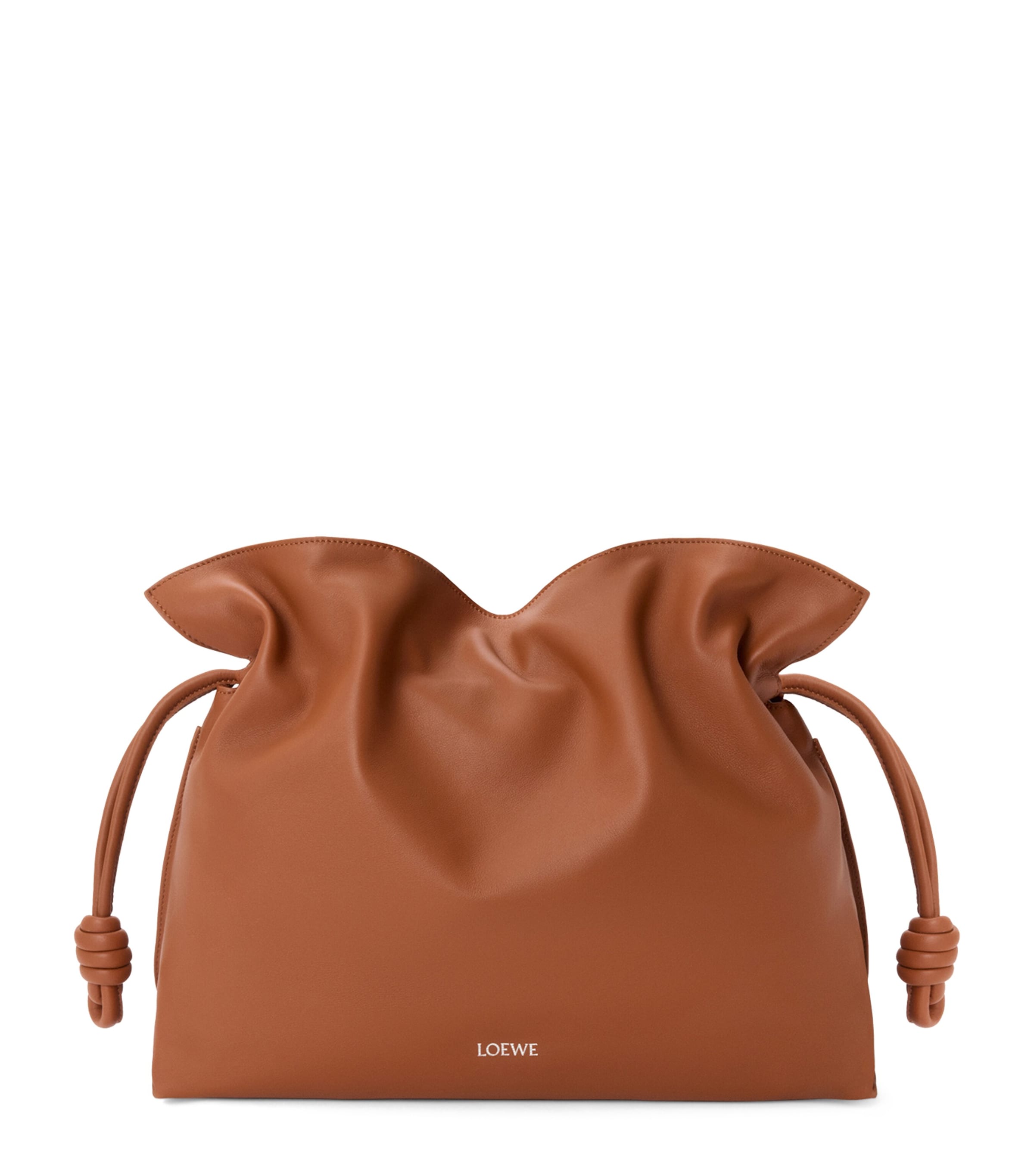 Loewe Large Leather Flamenco Clutch Shoulder Bag In Brown