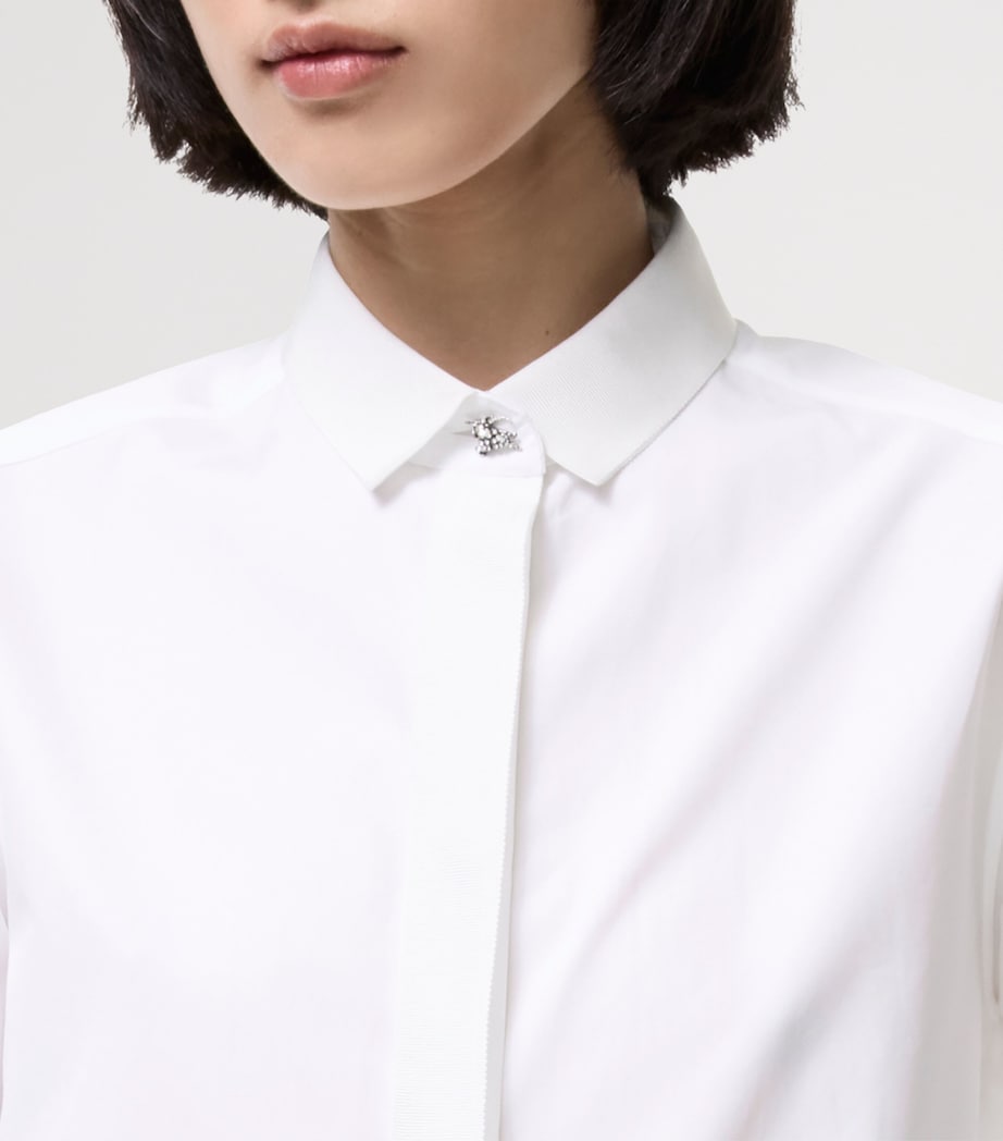 Burberry Womens Cotton Grosgrain-Trim Shirt Optic White Image 5