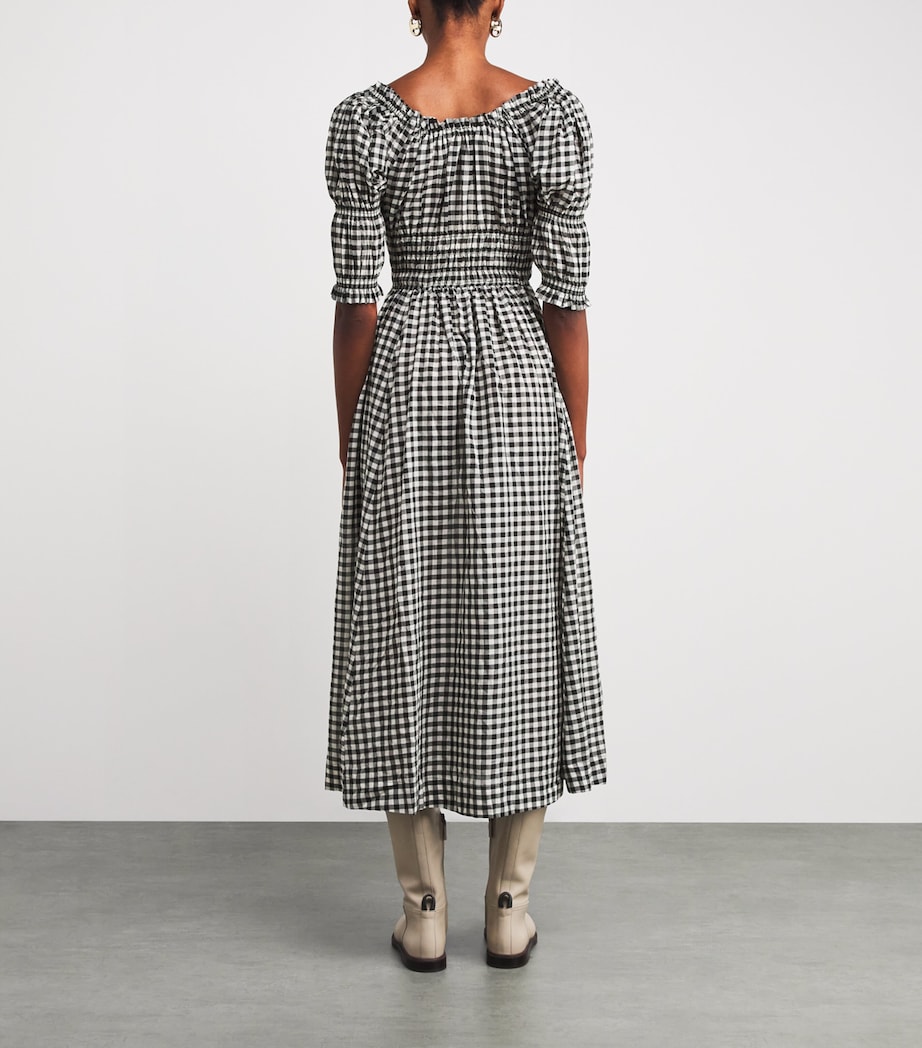 Organic Cotton Gingham Ischia Midi Dress NOIR GRETA GINGHAM Image 3