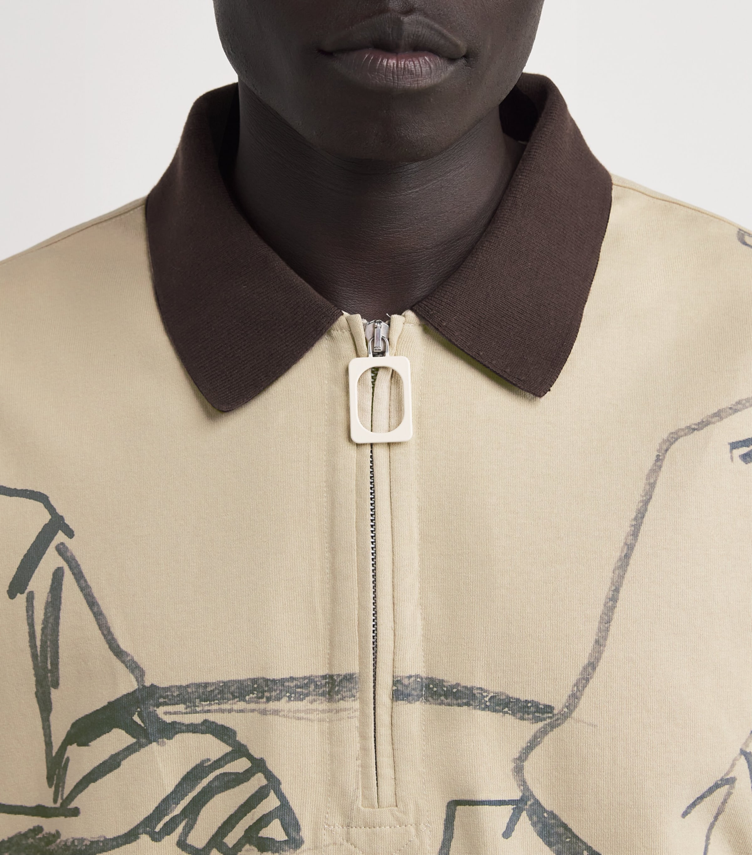 Cotton Printed Polo Shirt NOUGAT Image 6